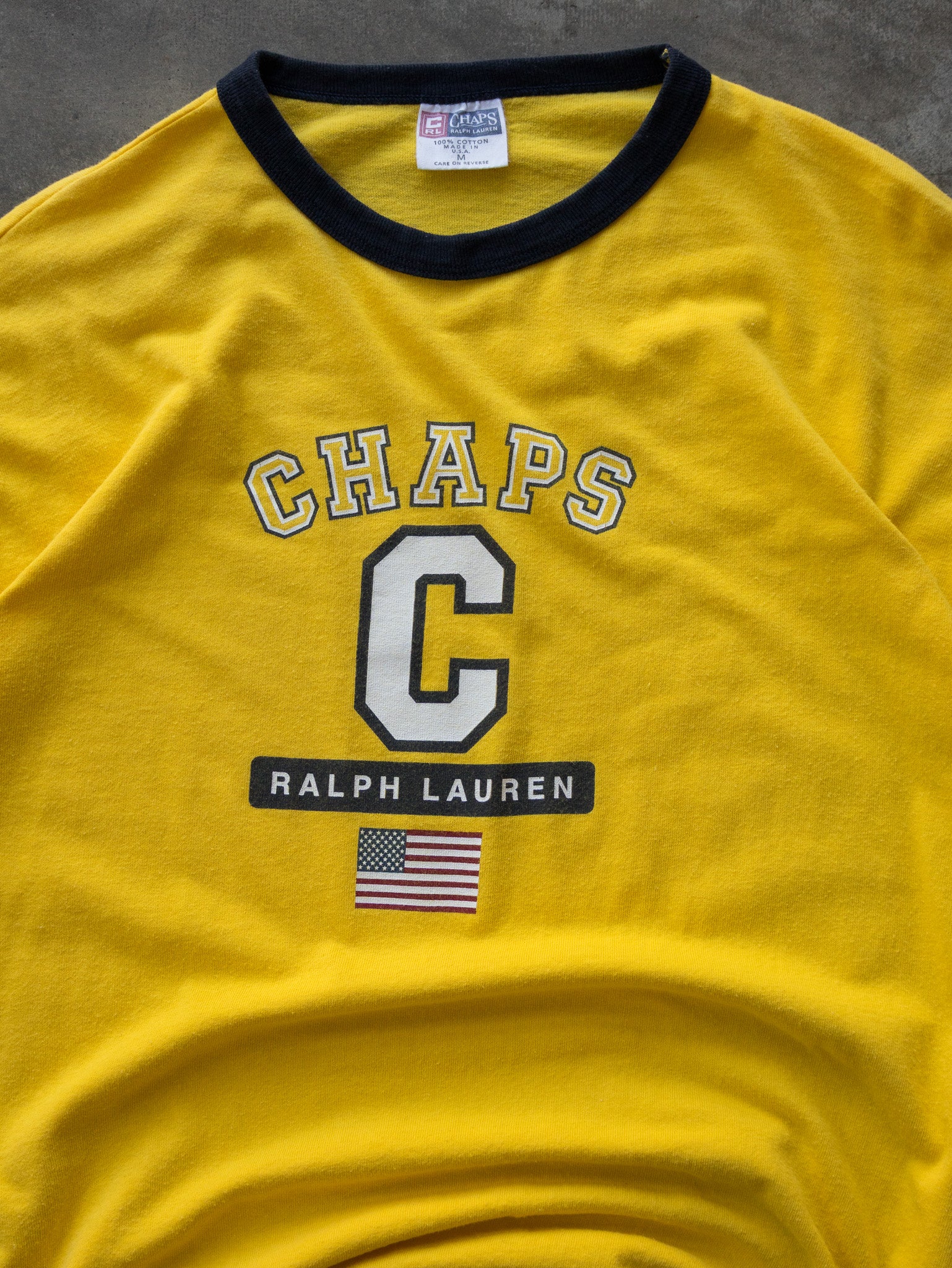 Vintage 90s Yellow Ralph Lauren Ringer Tee (M)