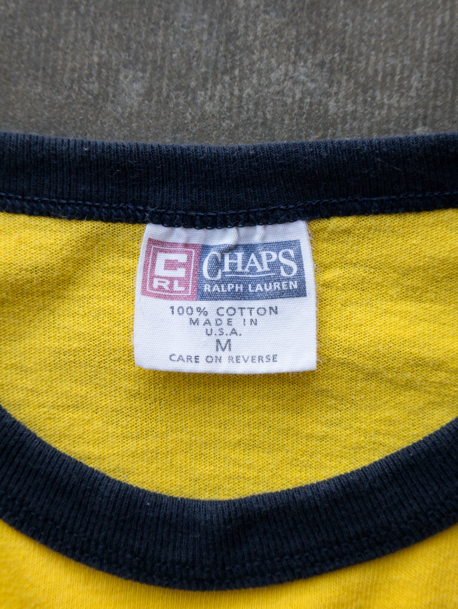 Vintage 90s Yellow Ralph Lauren Ringer Tee (M)