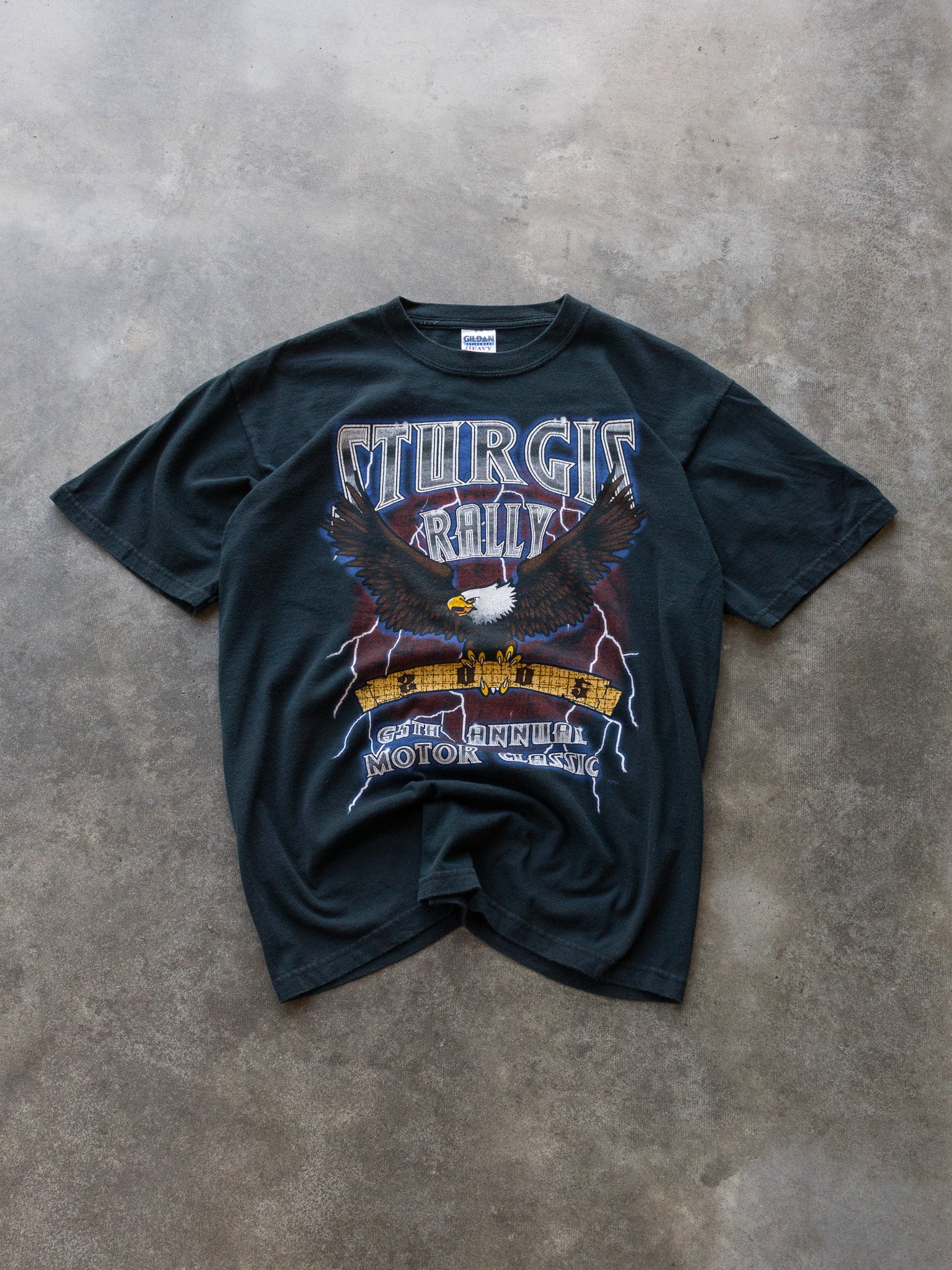 Vintage Faded Black 2005 Sturgis Rally Eagle Tee (M)