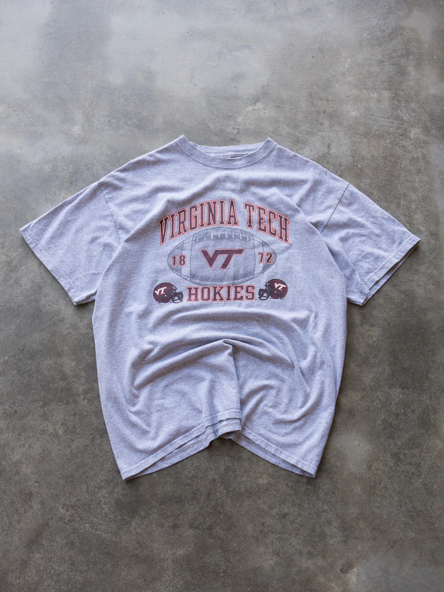 Vintage Grey Virginia Tech Hokies Football Tee (XL)