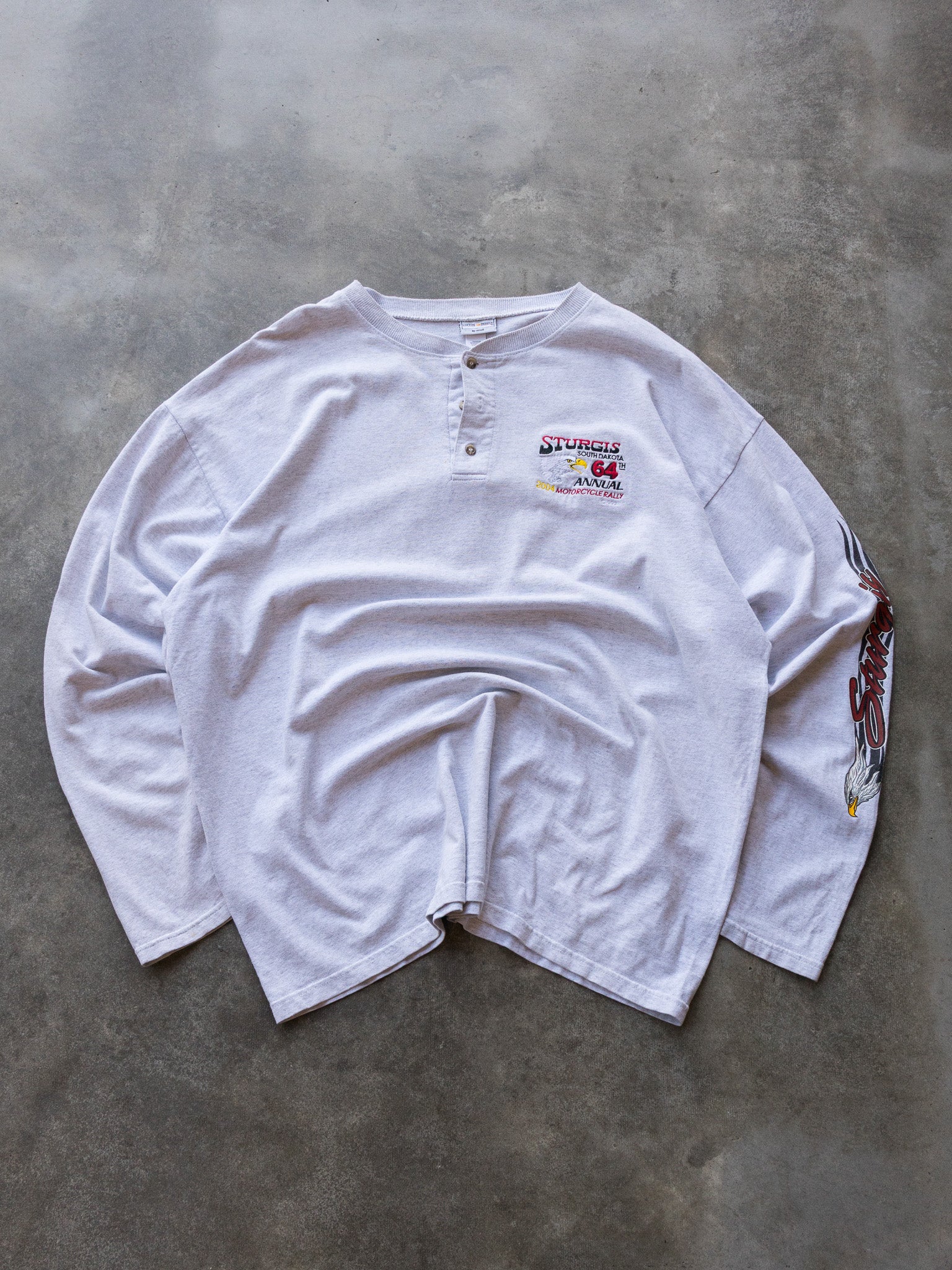 Vintage 2004 Sturgis Motorcycle Rally Henley Long Sleeve (2XL)