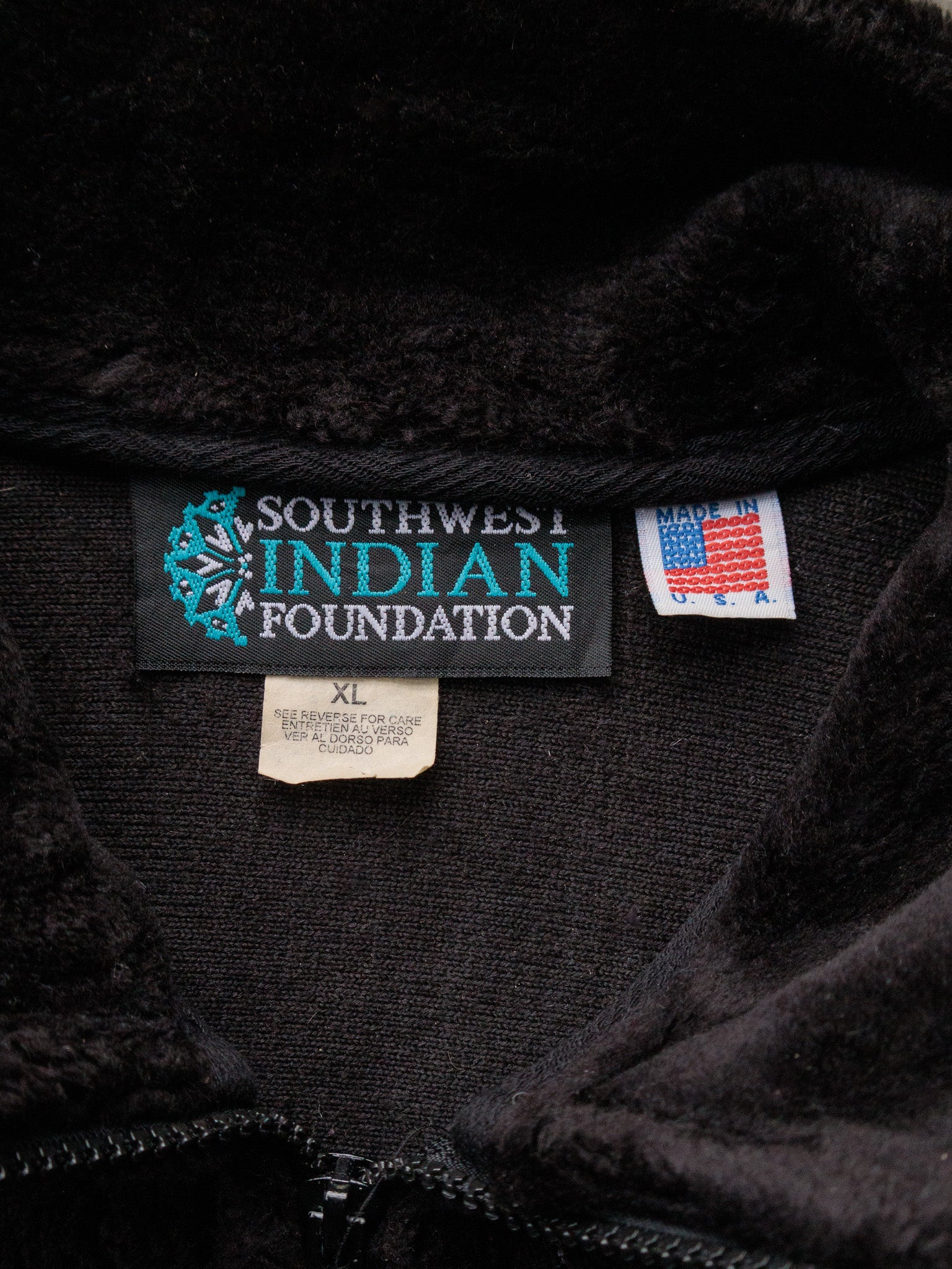 Vintage 90s Black Wolf Fleece Jacket (XL)