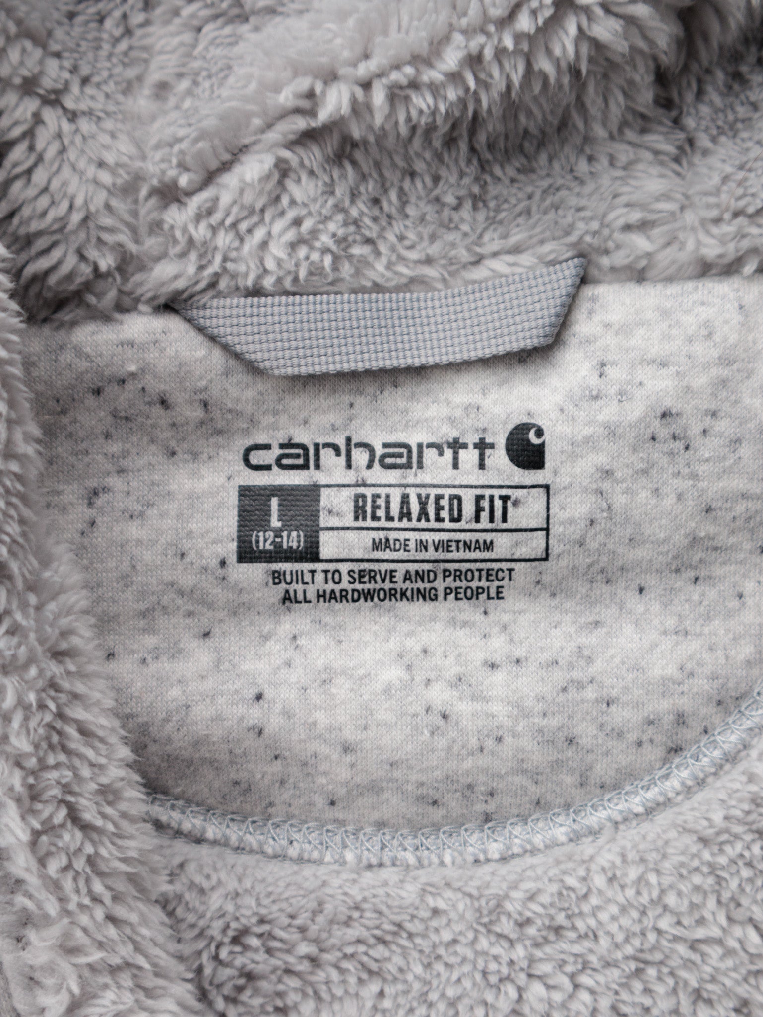 Grey Carhartt Sherpa-Lined Hoodie (Women's L)