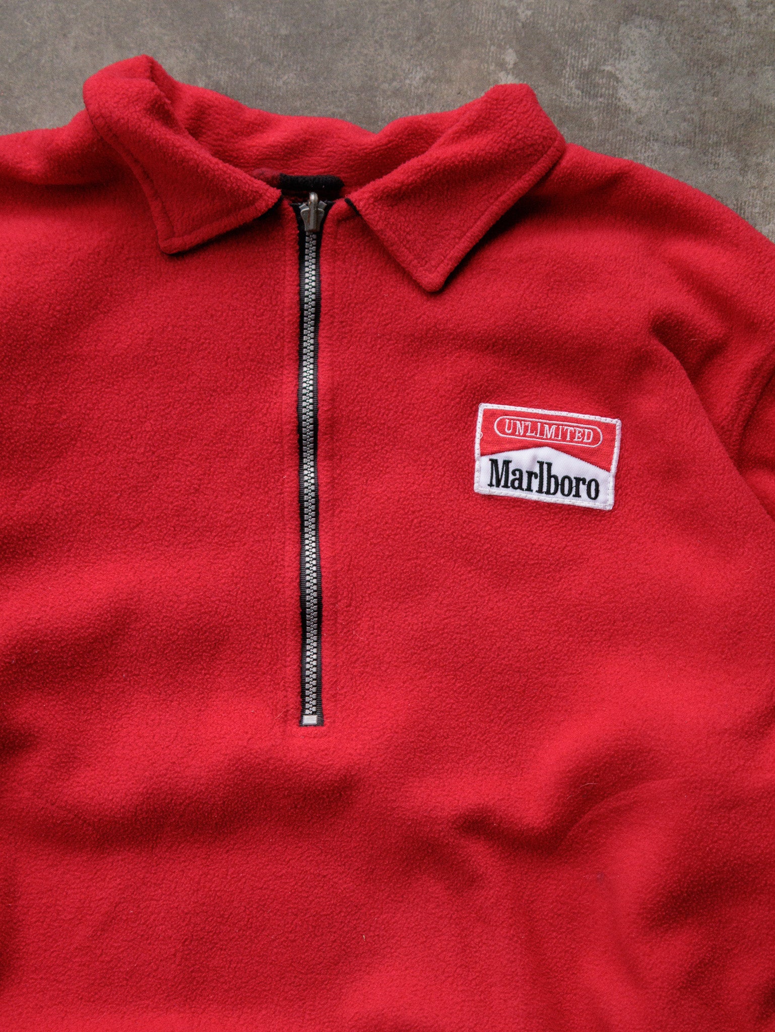 Vintage 90s Red Marlboro Unlimited Reversible Fleece Quarter Zip (L)