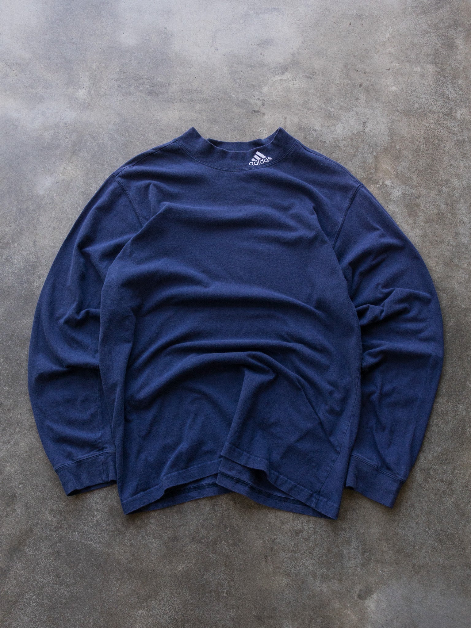 Vintage 90s Navy Adidas Mock Neck Long Sleeve (L)