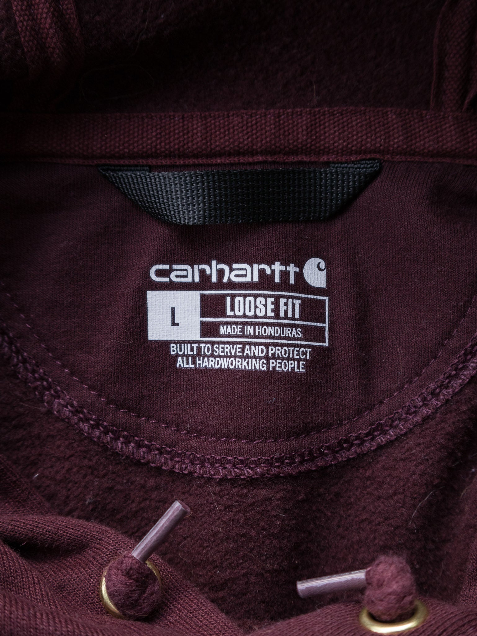 Vintage Carhartt Maroon Spell Out Hoodie (L)
