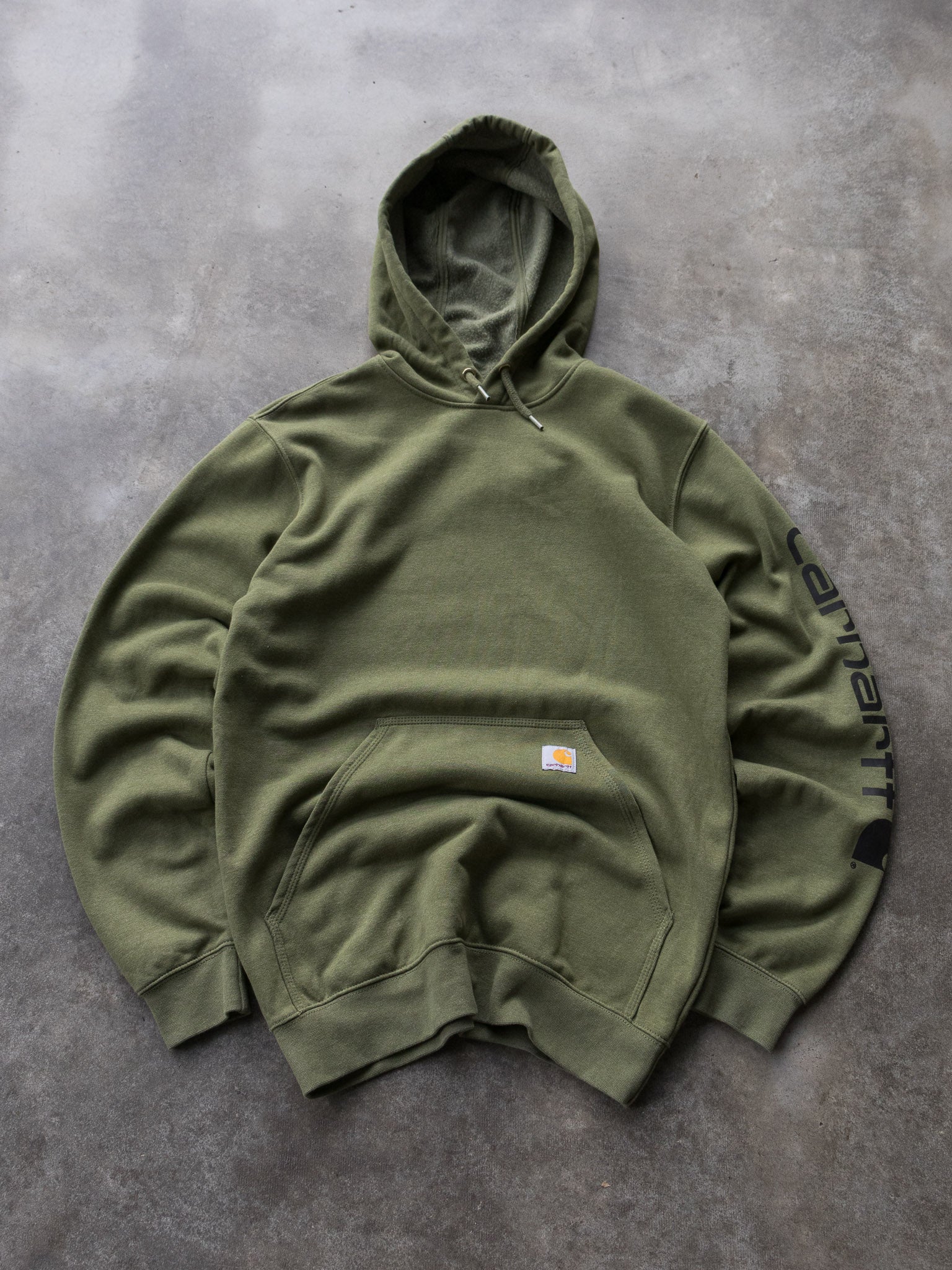 Vintage Olive Carhartt Spell Out Hoodie (S)