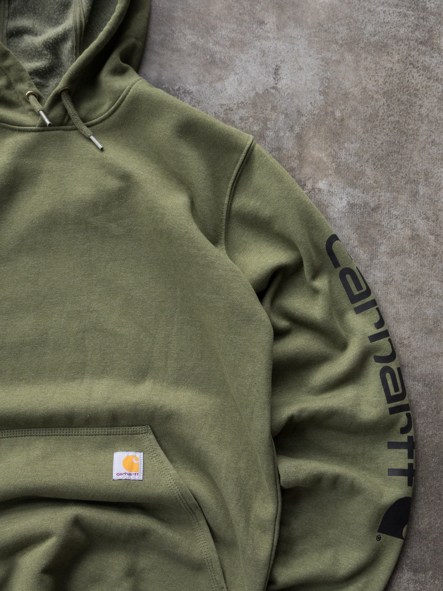 Vintage Olive Carhartt Spell Out Hoodie (S)