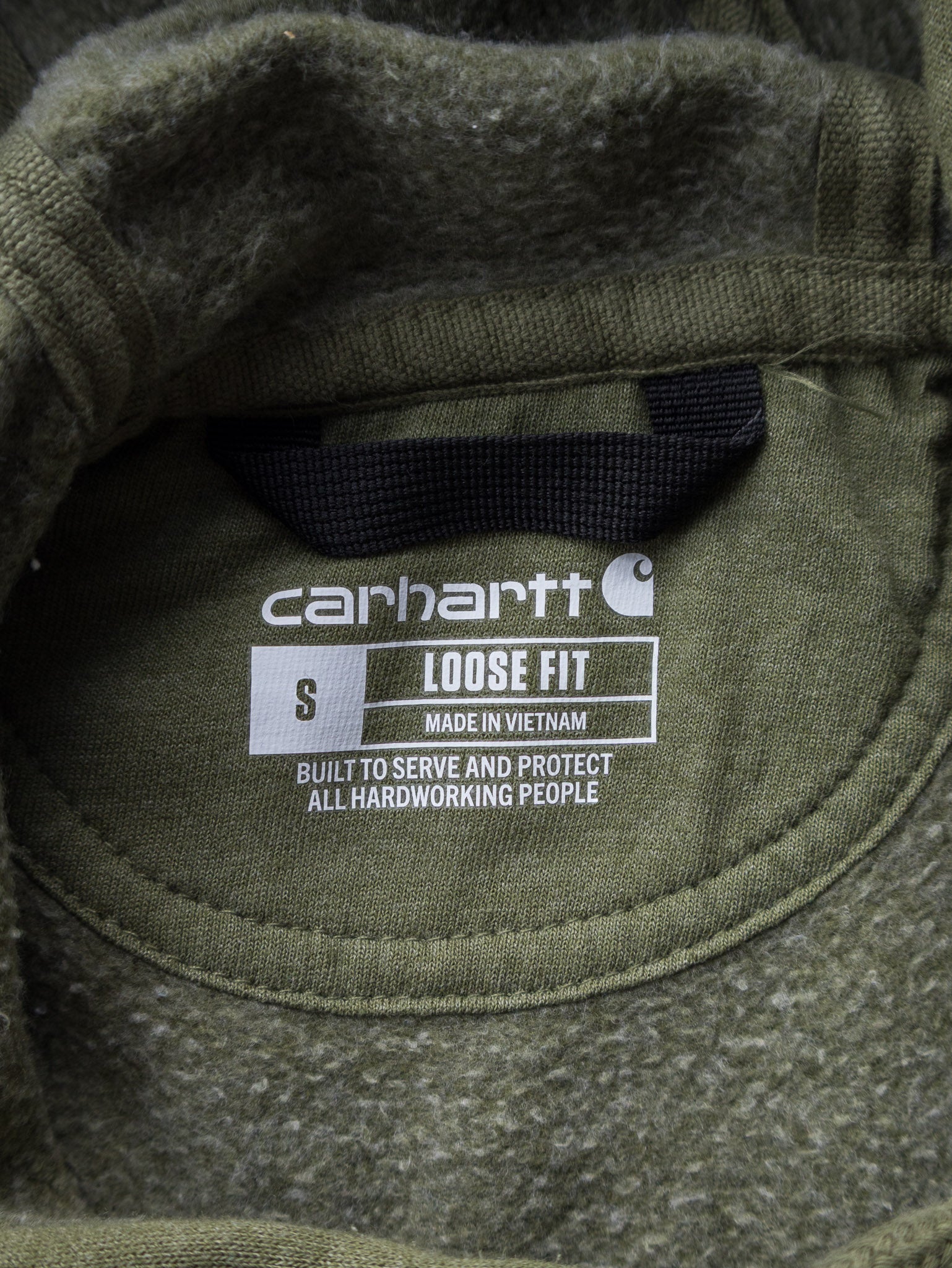 Vintage Olive Carhartt Spell Out Hoodie (S)