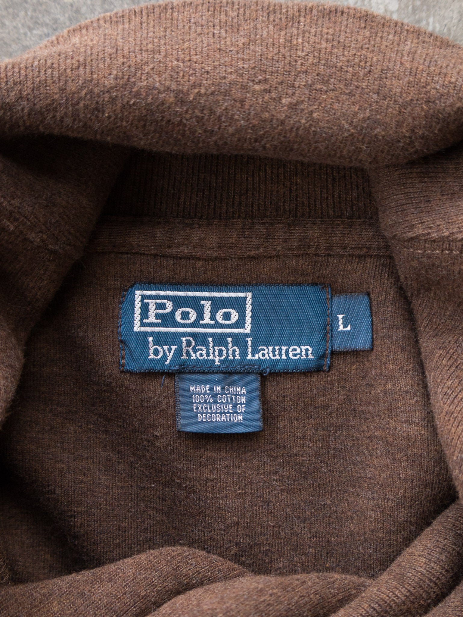 Vintage Brown Polo Ralph Lauren Shawl Neck Knit (L)