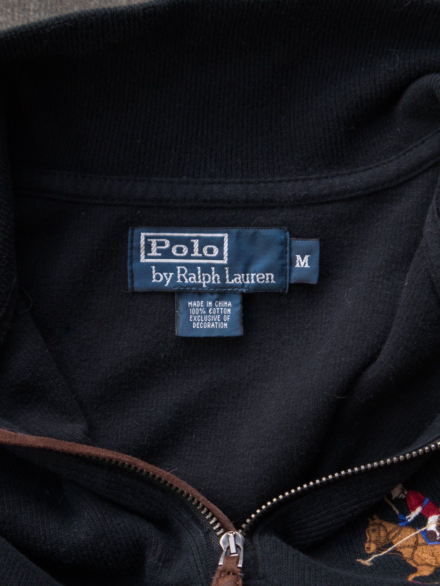 Vintage Black Polo Ralph Lauren Quarter Zip Knit (M)