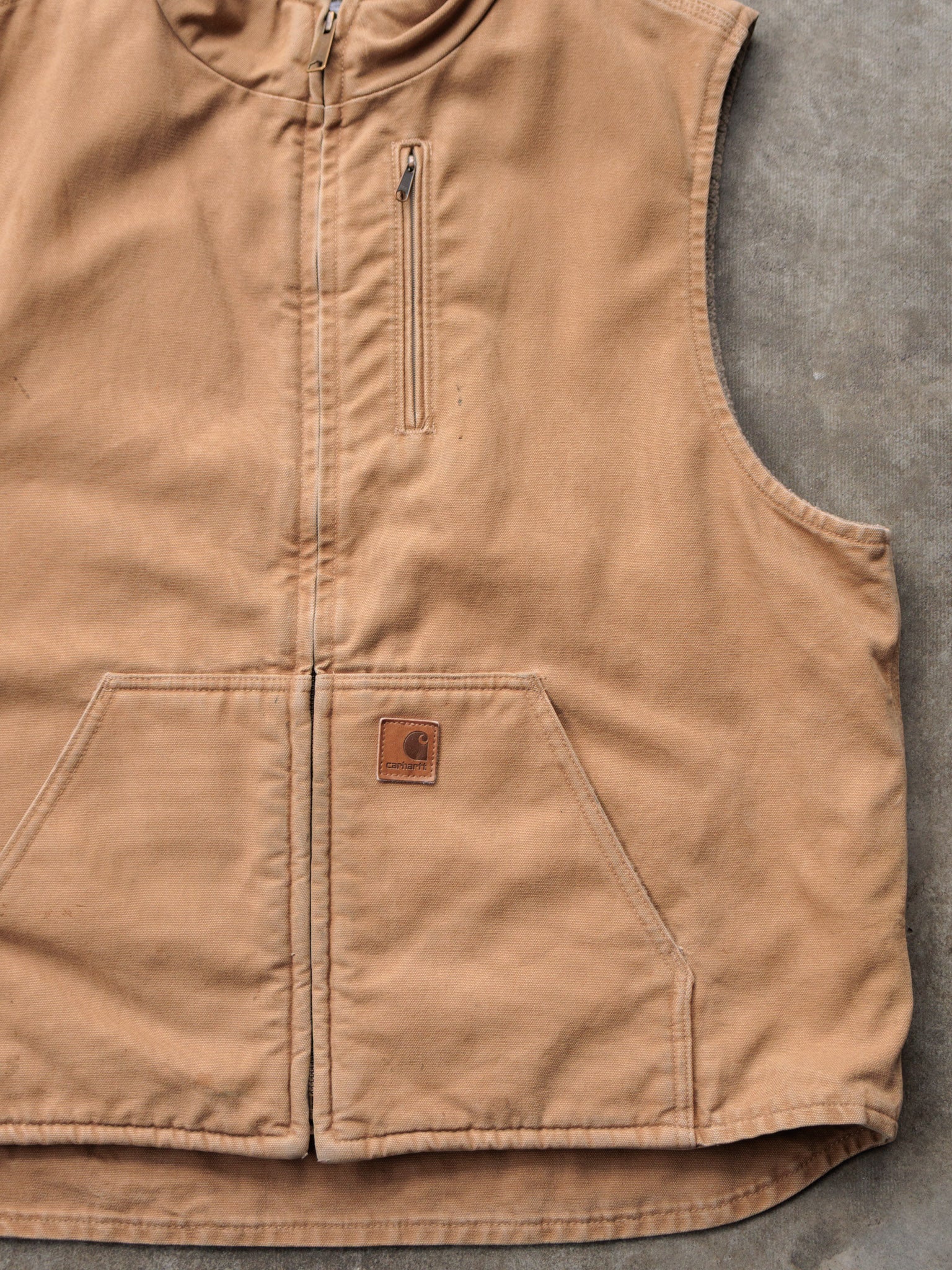 Vintage Brown Carhartt Sherpa-Lined Vest (XL)