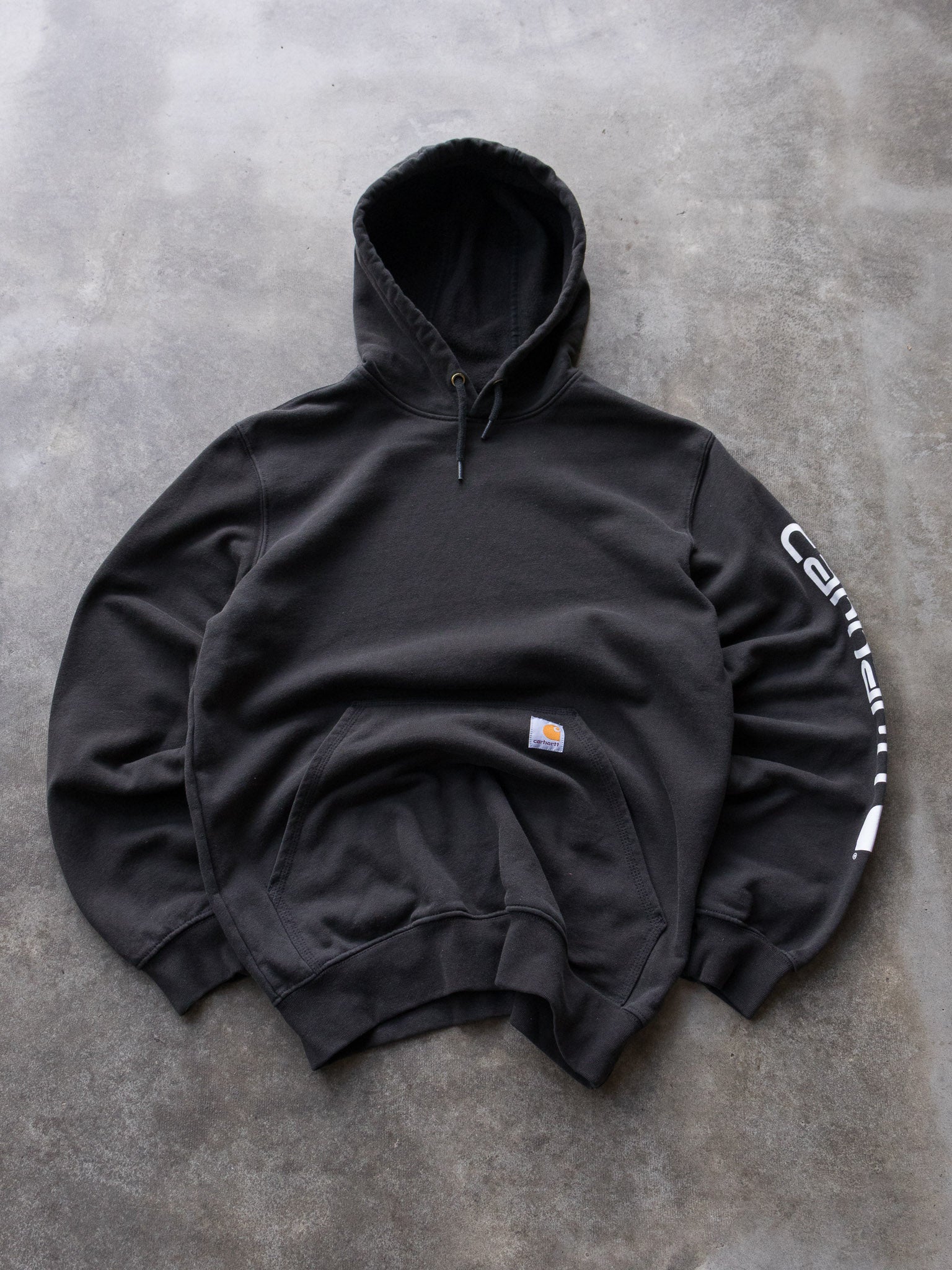 Vintage Black Carhartt Sleeve Spell Out Hoodie (S)