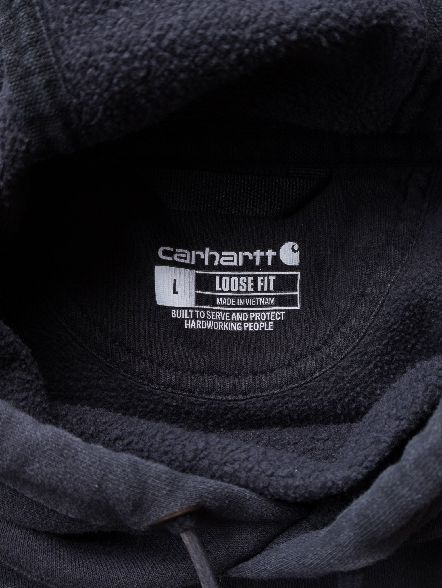 Vintage Black Carhartt Sleeve Spell Out Hoodie (L)