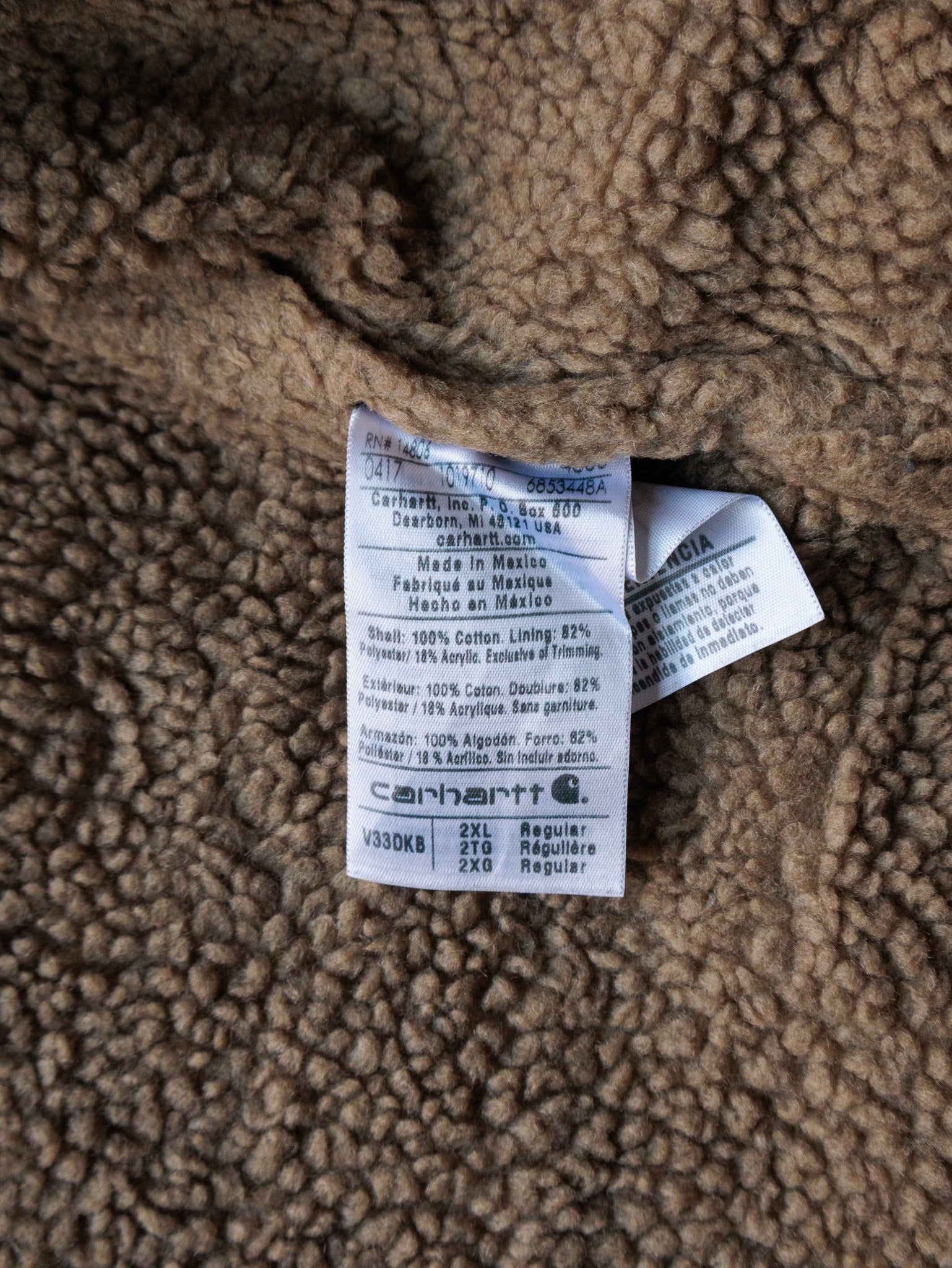 Vintage Brown Carhartt Sherpa-Lined Vest (2XL)