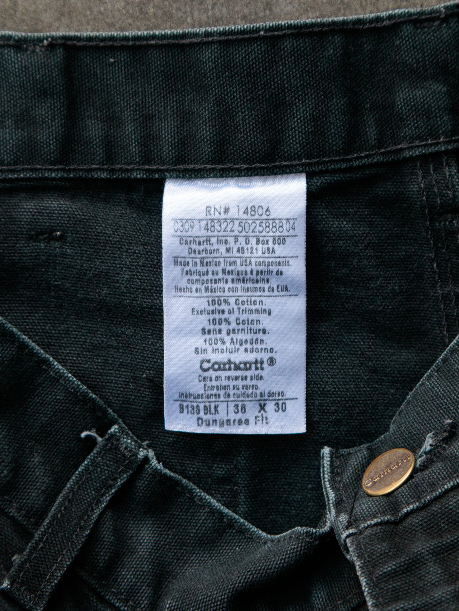 Vintage Black Carhartt Carpenter Pants (W36)