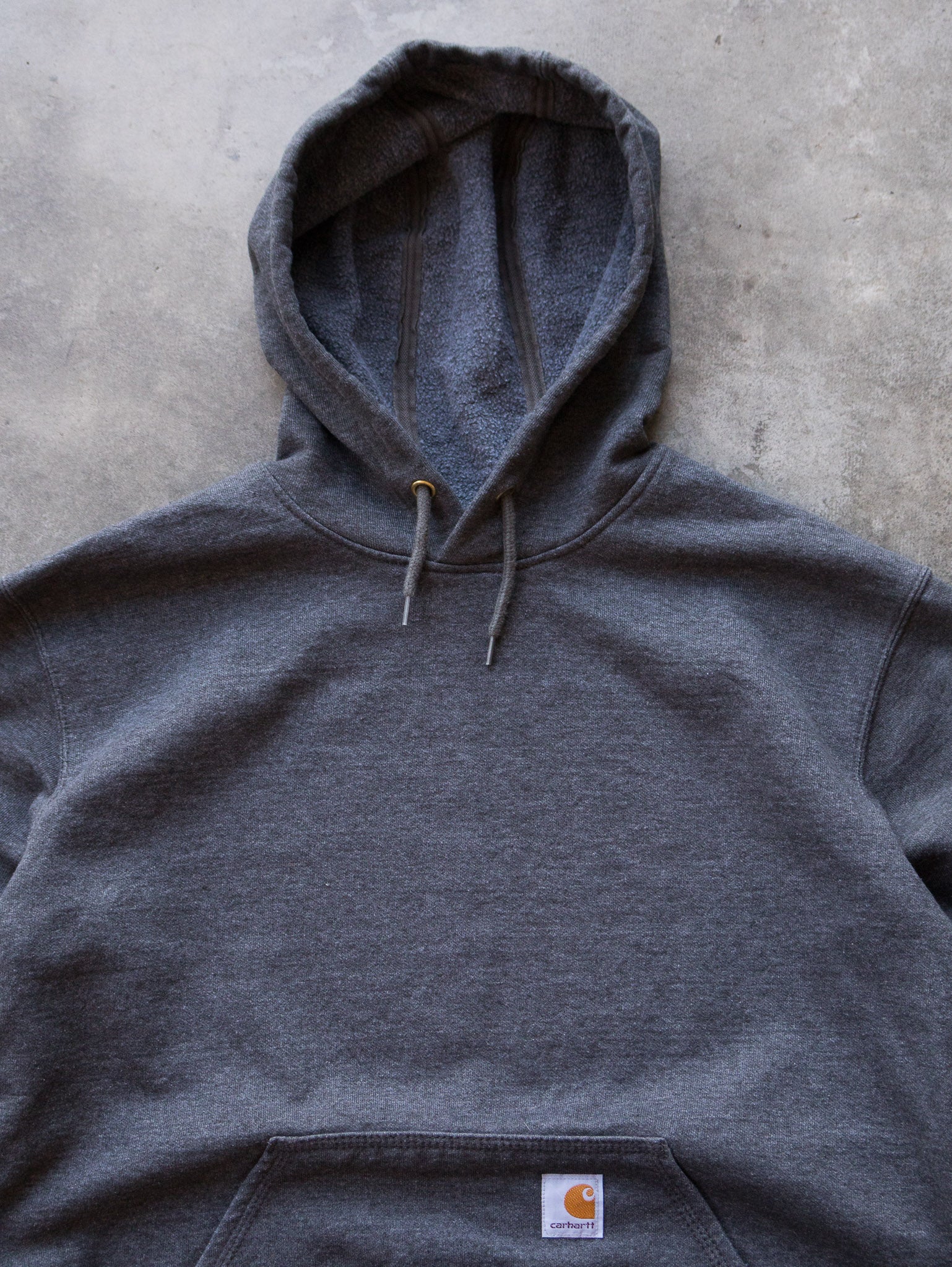 Vintage Charcoal Grey Carhartt Spell Out Hoodie (S)