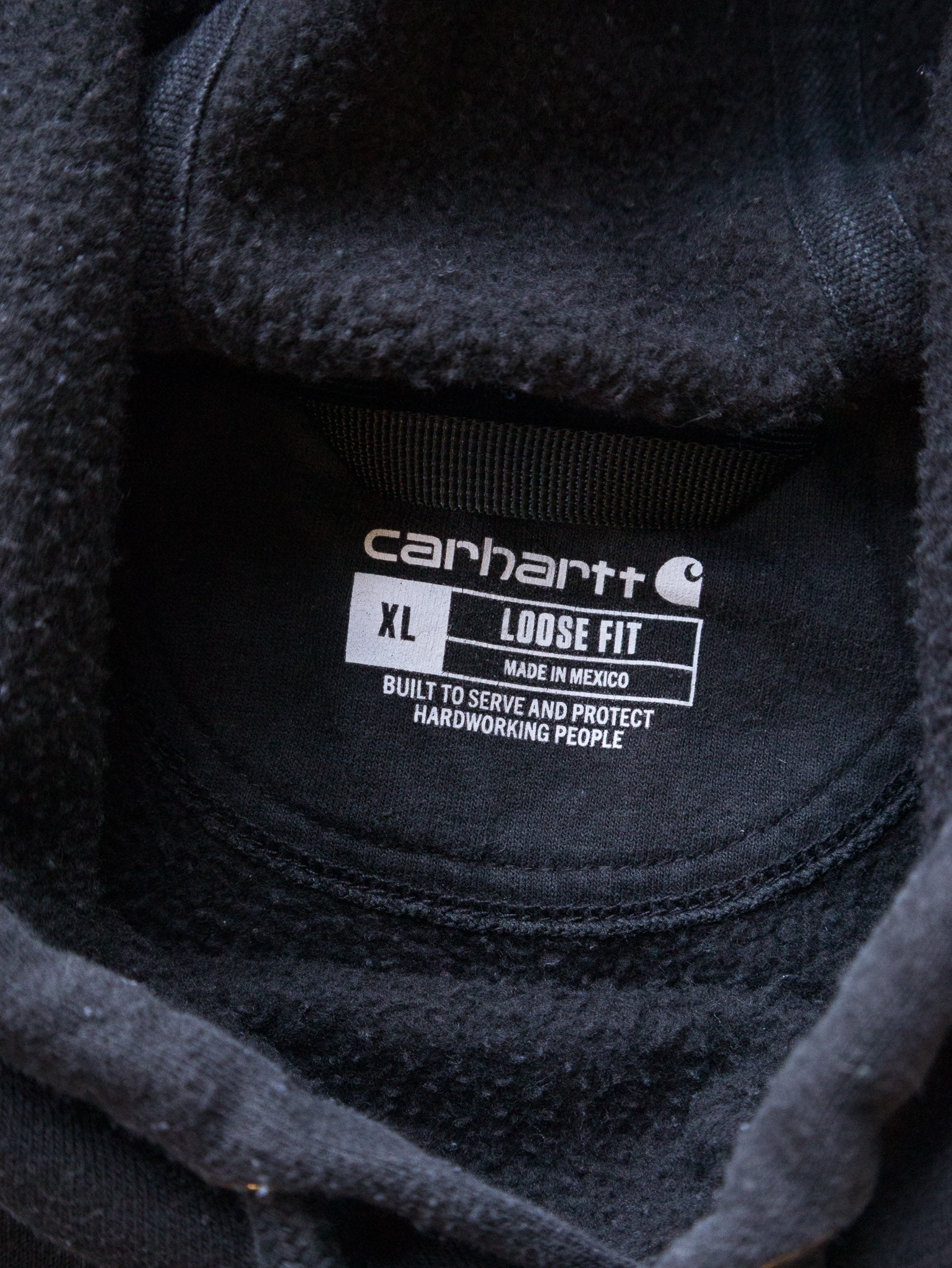 Vintage Black Carhartt Spell Out Hoodie (XL)