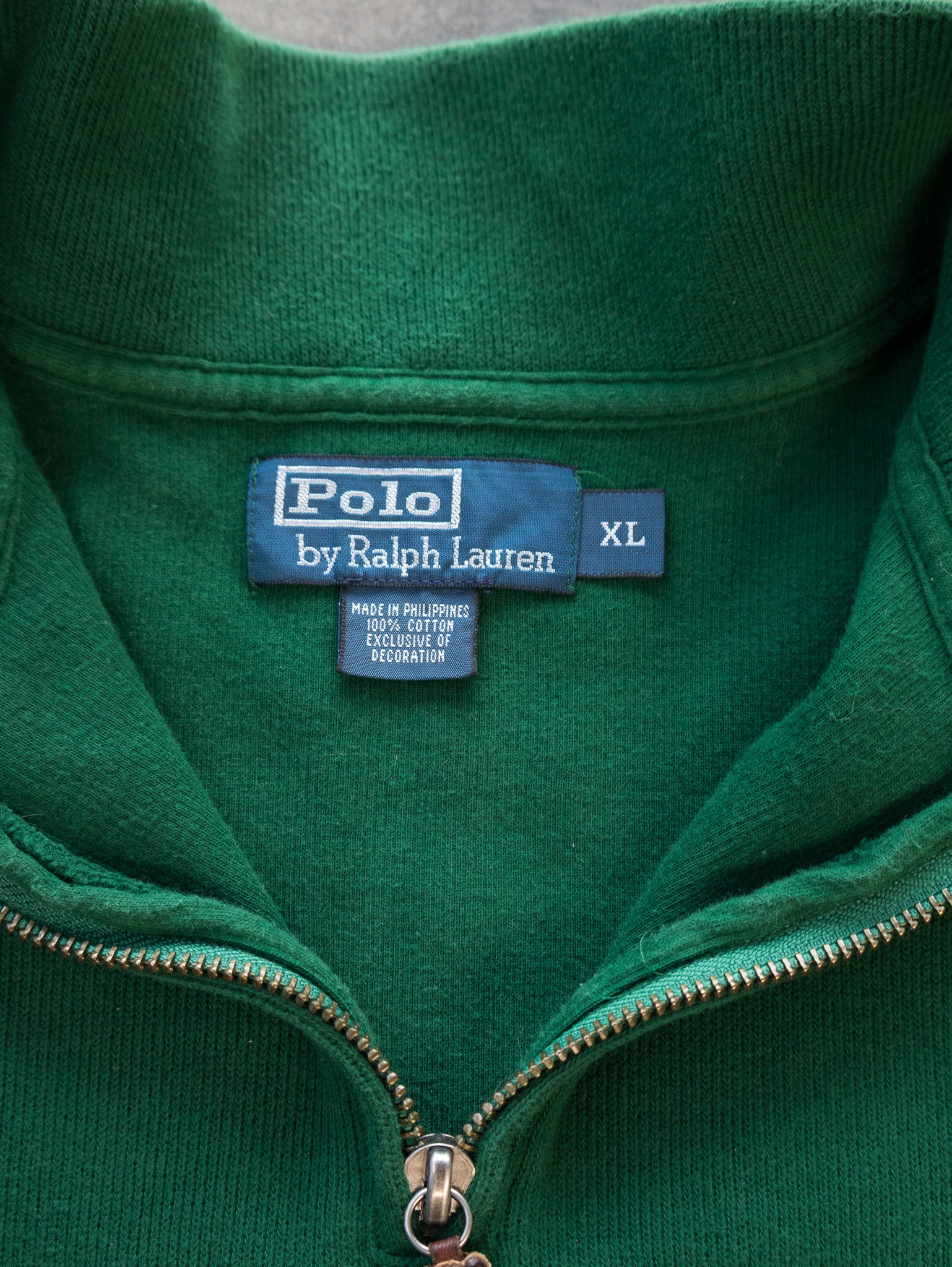 Vintage Green Ralph Lauren Quarter Zip Knit (XL)