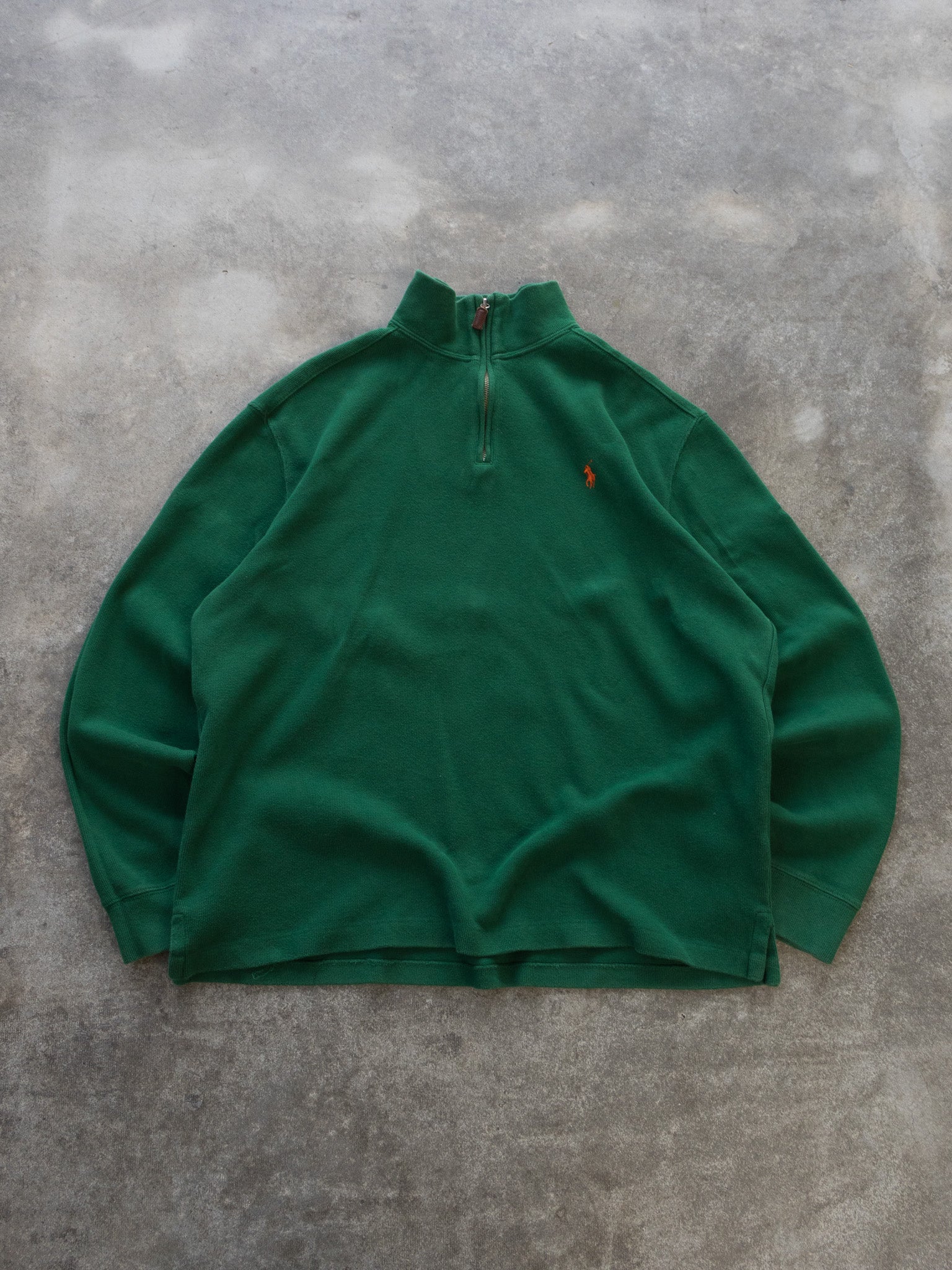 Vintage Green Ralph Lauren Quarter Zip Knit (XL)