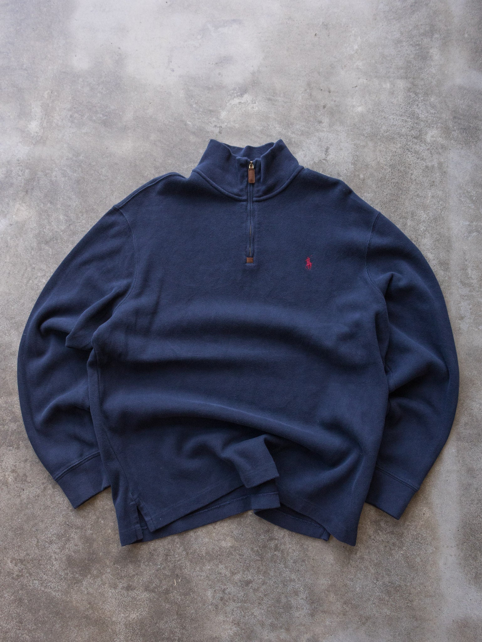 Vintage Navy Polo Ralph Lauren Quarter Zip Sweatshirt (L)