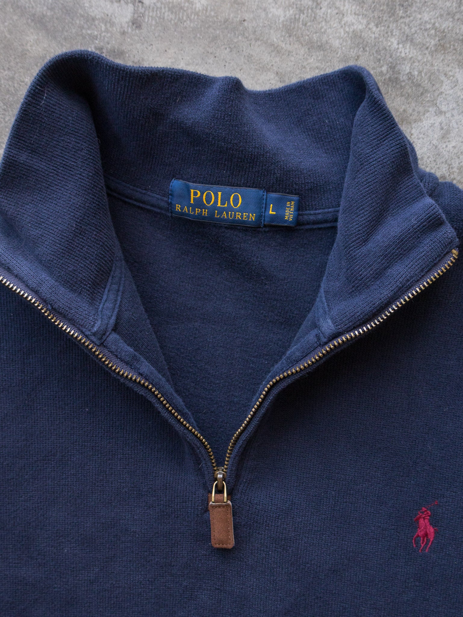 Vintage Navy Polo Ralph Lauren Quarter Zip Sweatshirt (L)