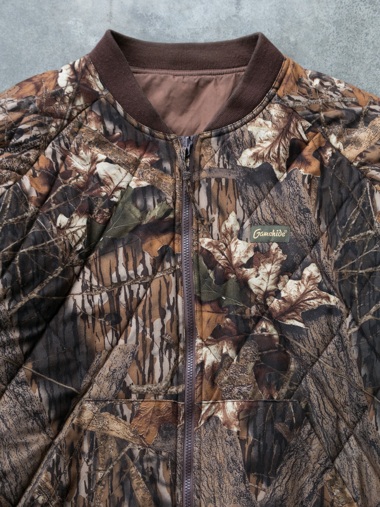 Vintage Camo Gamehide Quilted Reversible Jacket (XL)