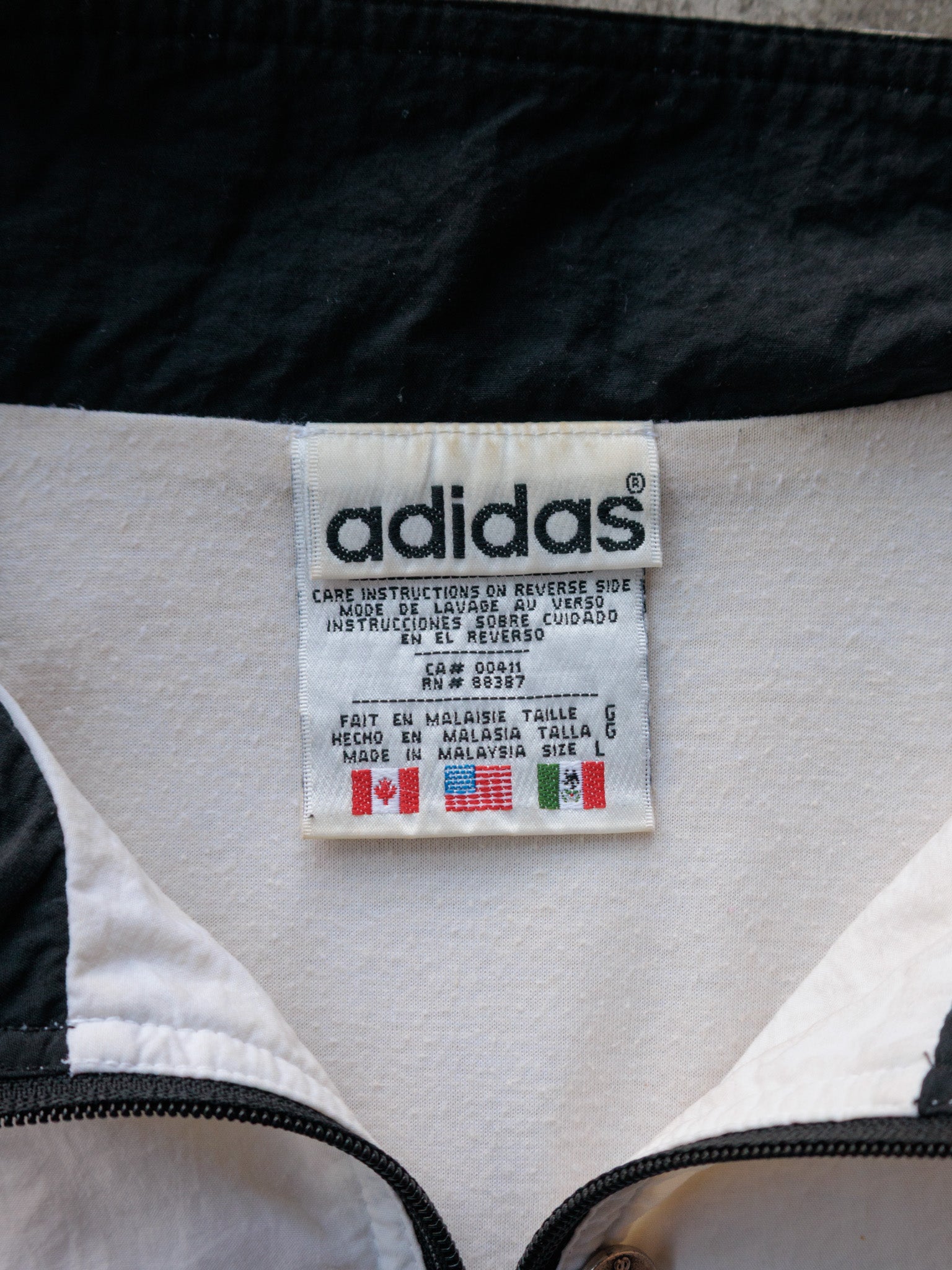 Vintage 90s Black & White Adidas Track Jacket (L)