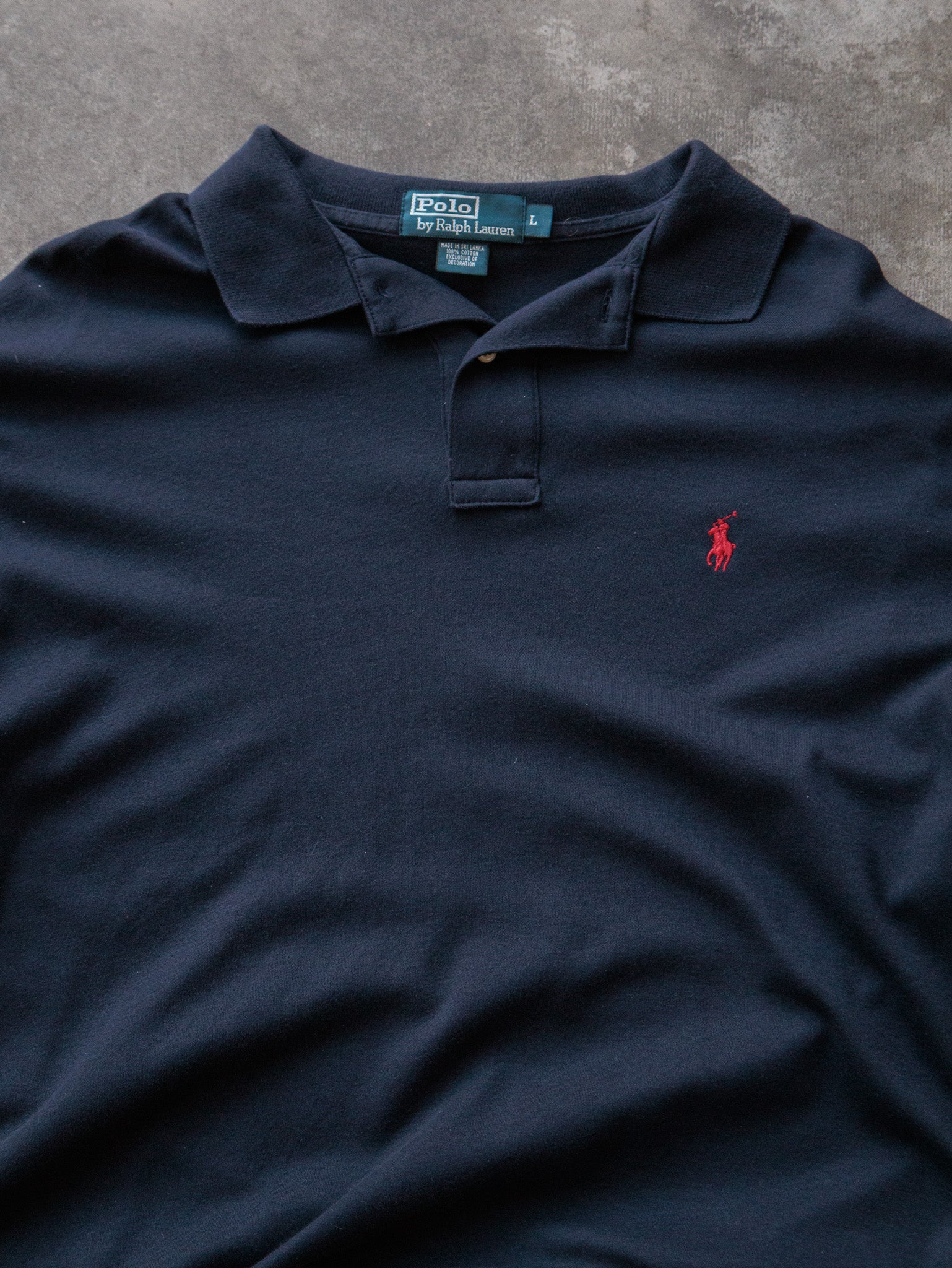 Vintage 00s Navy Polo Ralph Lauren Long Sleeve Polo Shirt (L)