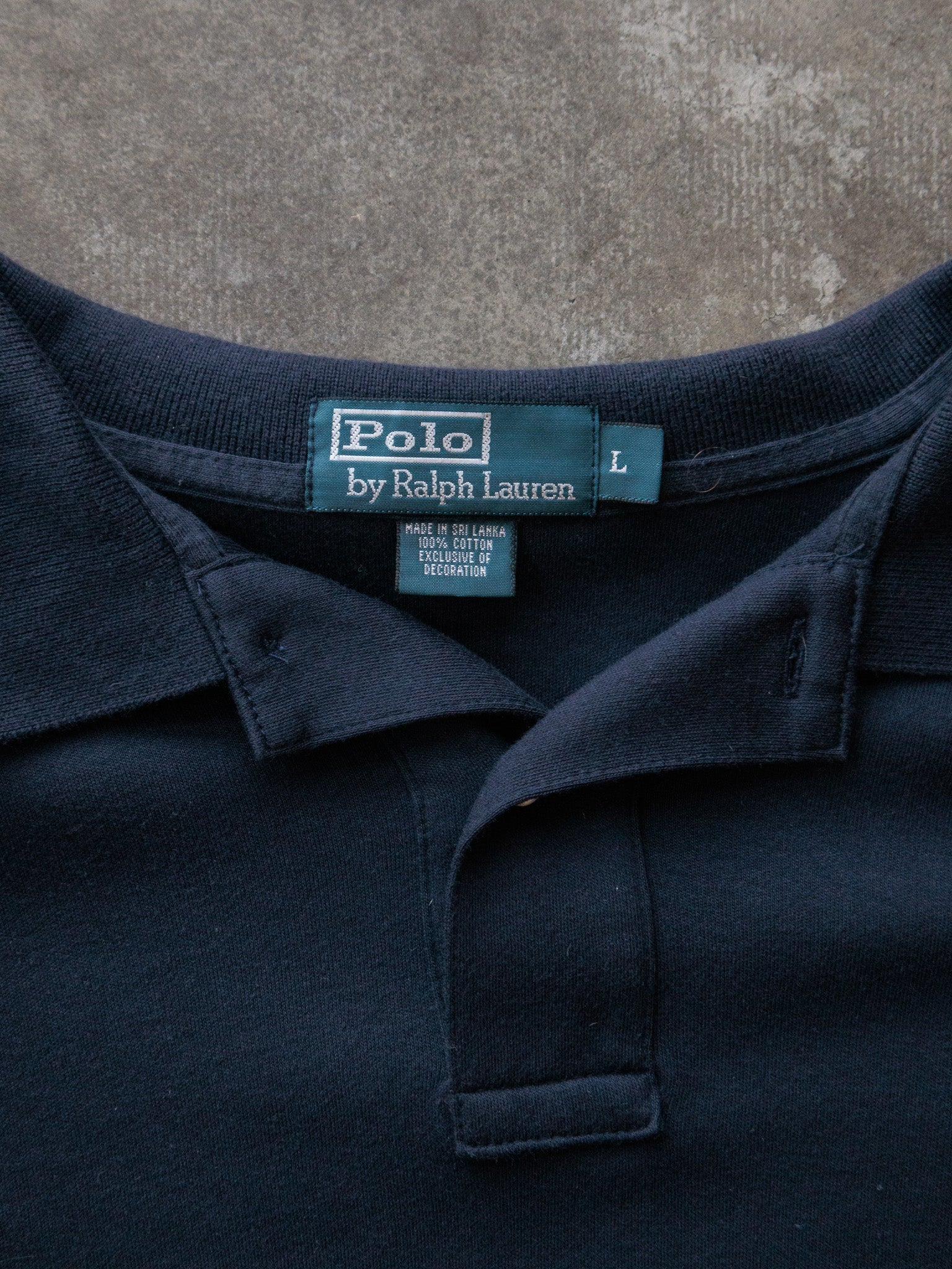 Vintage 00s Navy Polo Ralph Lauren Long Sleeve Polo Shirt (L)