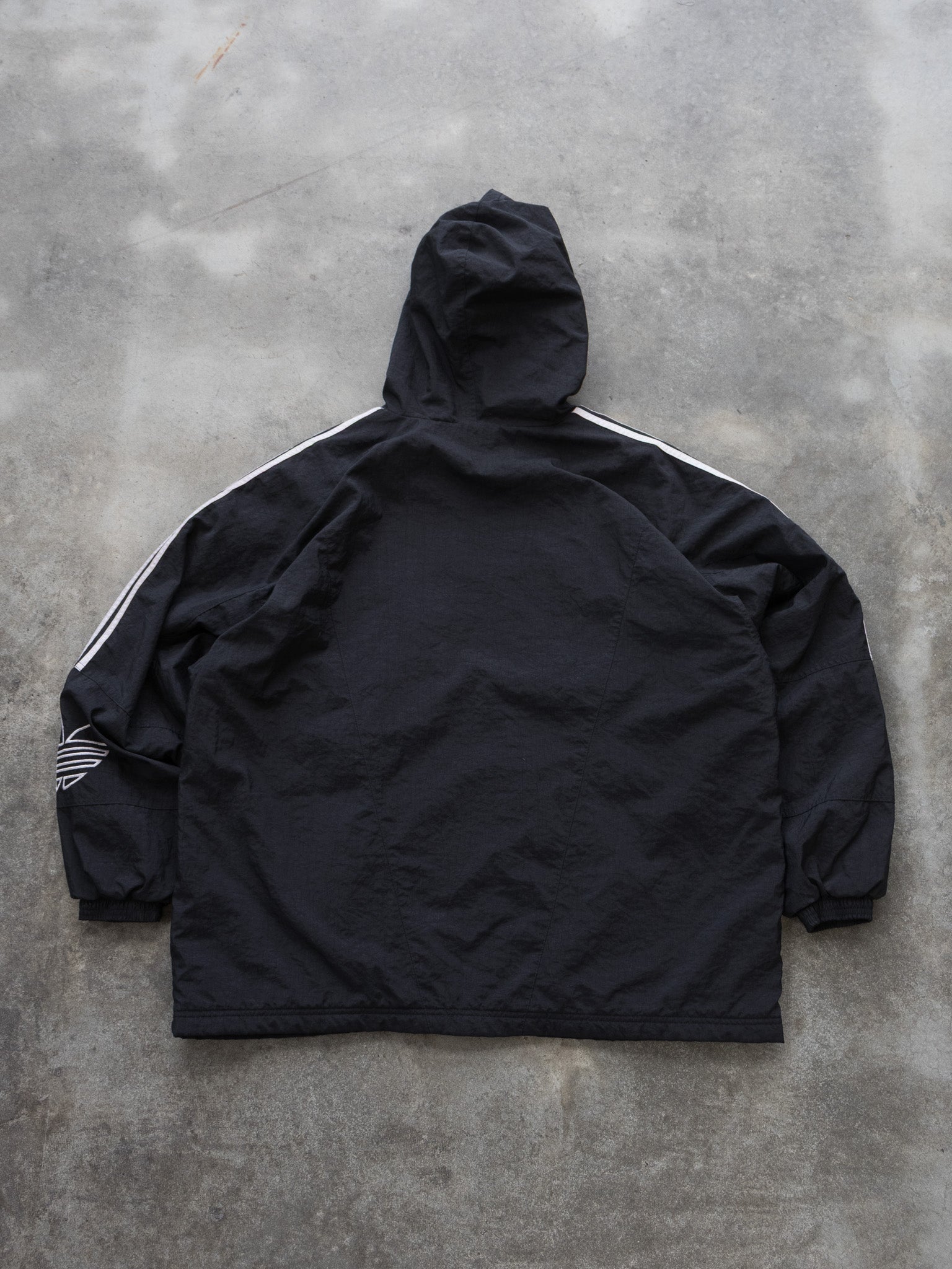 Vintage Black Adidas Trefoil Hooded Jacket (2XL)