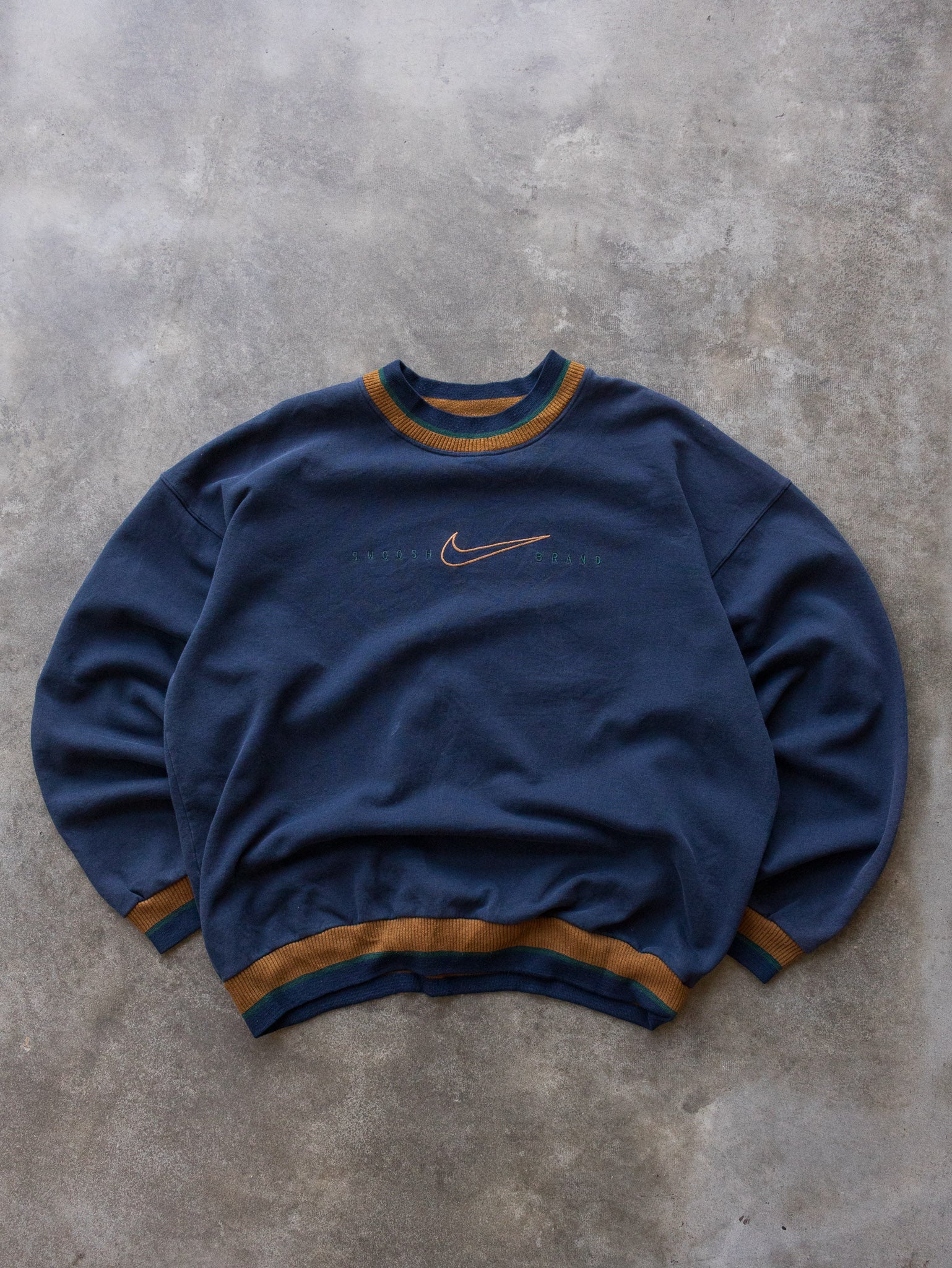 Vintage 90s Navy Nike Swoosh Sweatshirt (XL)