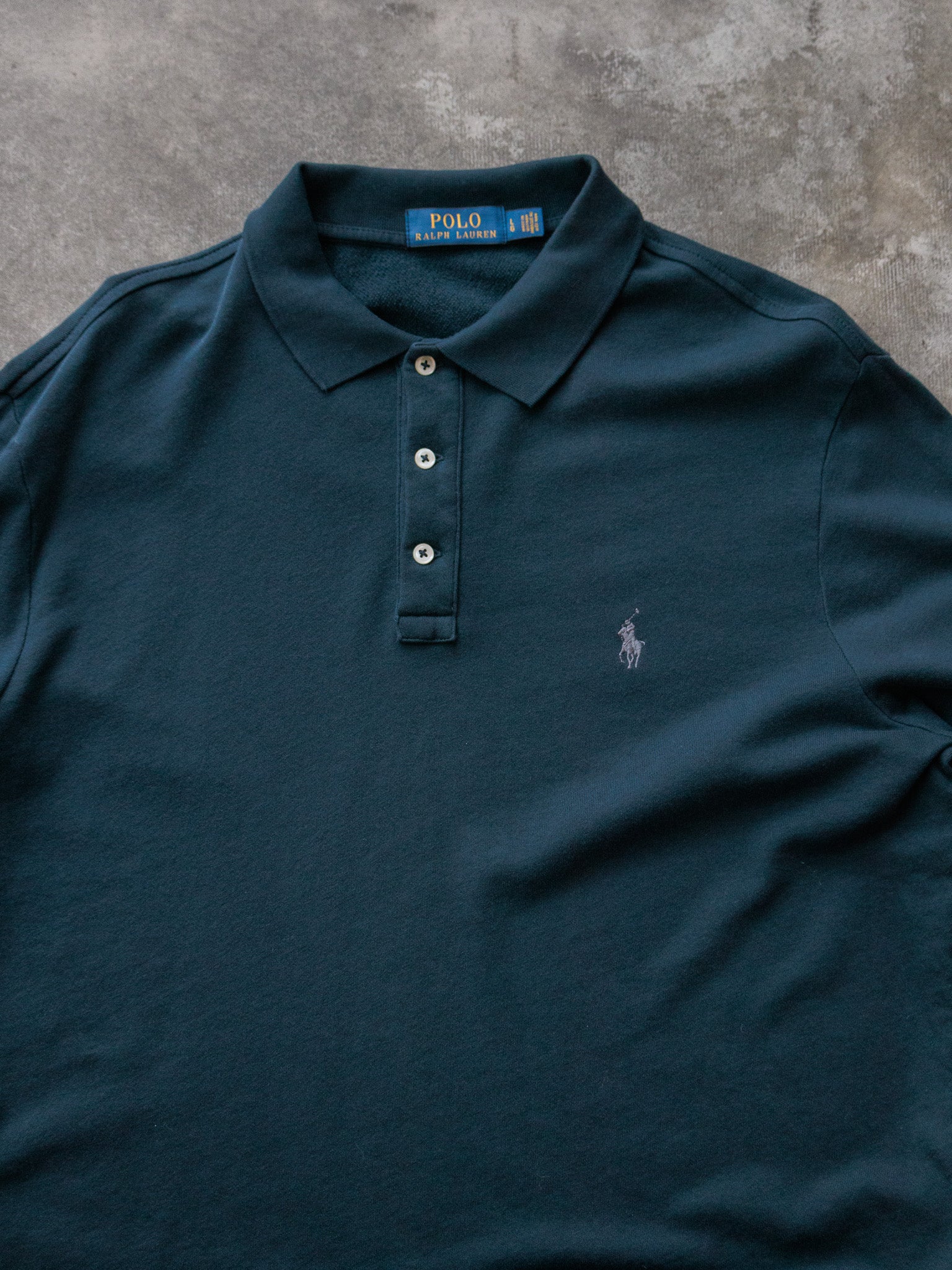Vintage Green Ralph Lauren Long Sleeve Polo Shirt (L)