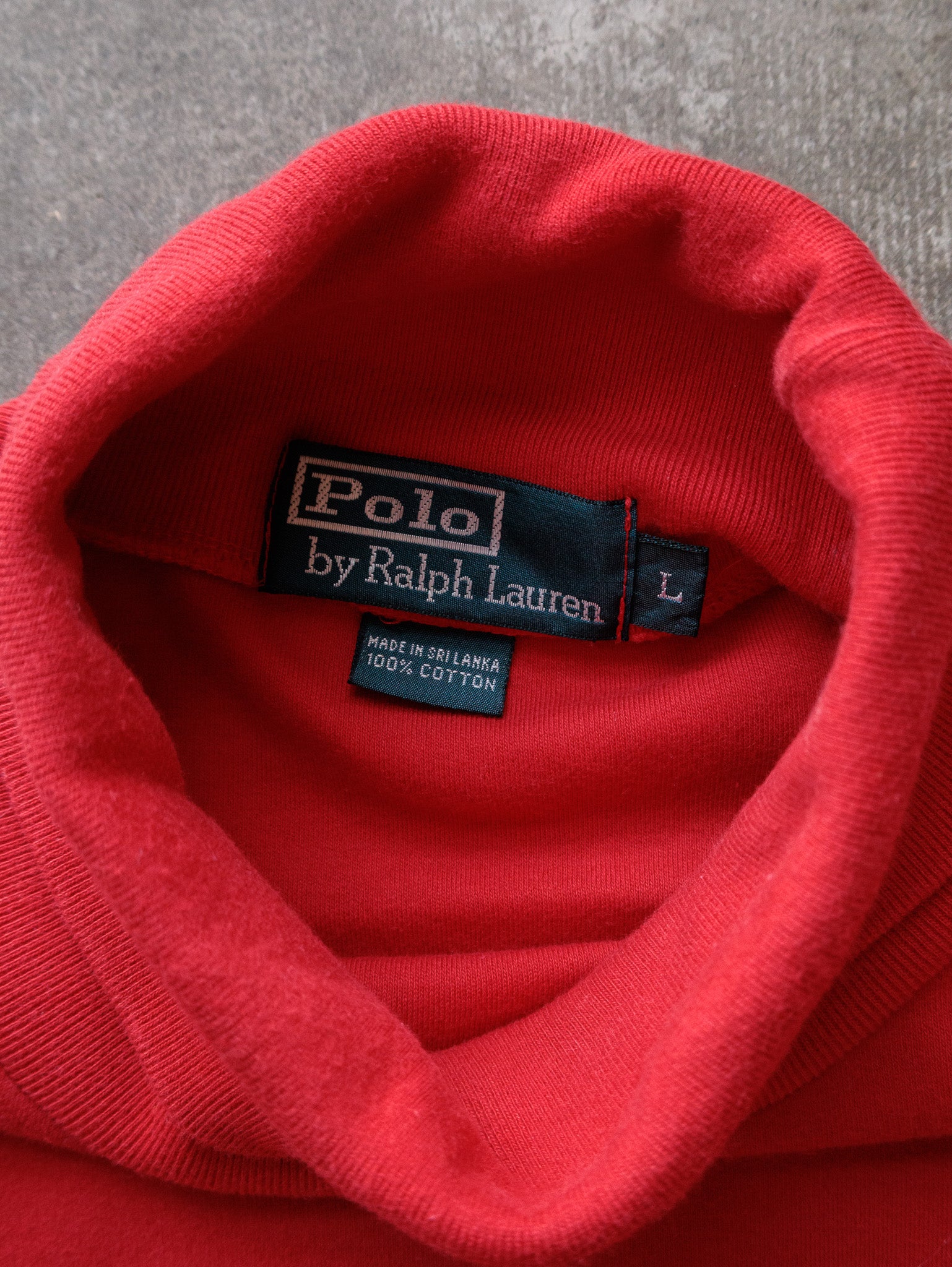 Vintage 90s Red Polo Ralph Lauren Turtleneck Long Sleeve Tee (L)