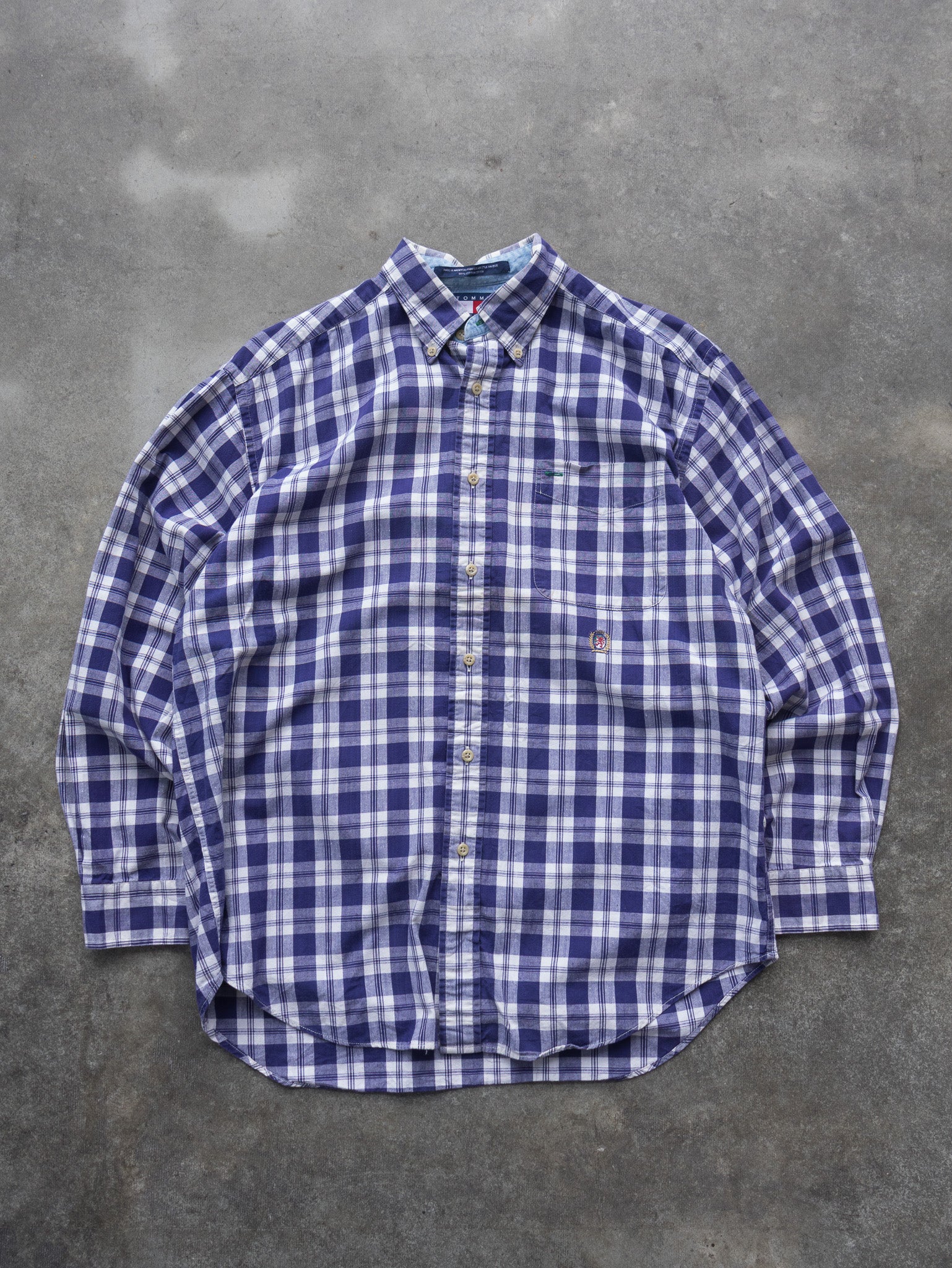 Vintage Navy Tommy Hilfiger Check Shirt (L)