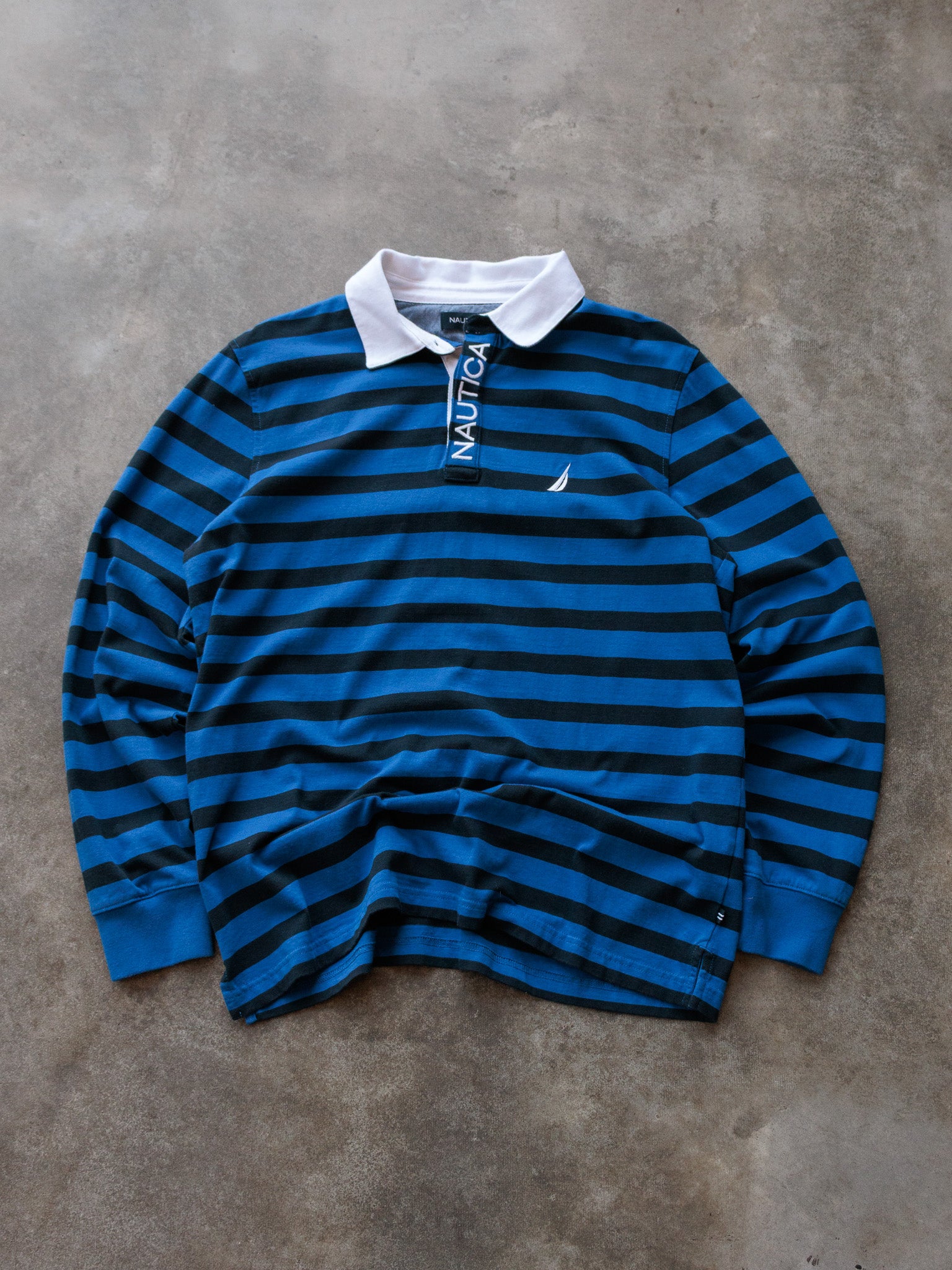Vintage 00s Blue Striped Nautica Rugby Shirt (L)