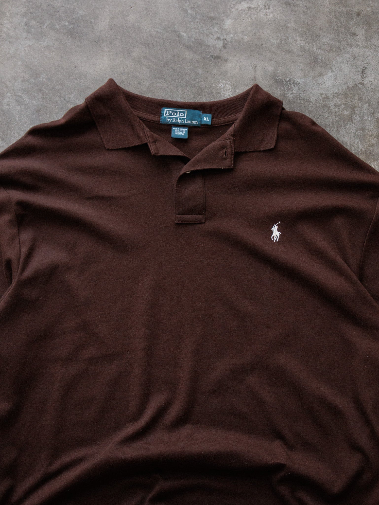 Vintage 00s Brown Polo Ralph Lauren Long Sleeve Polo Shirt (XL)