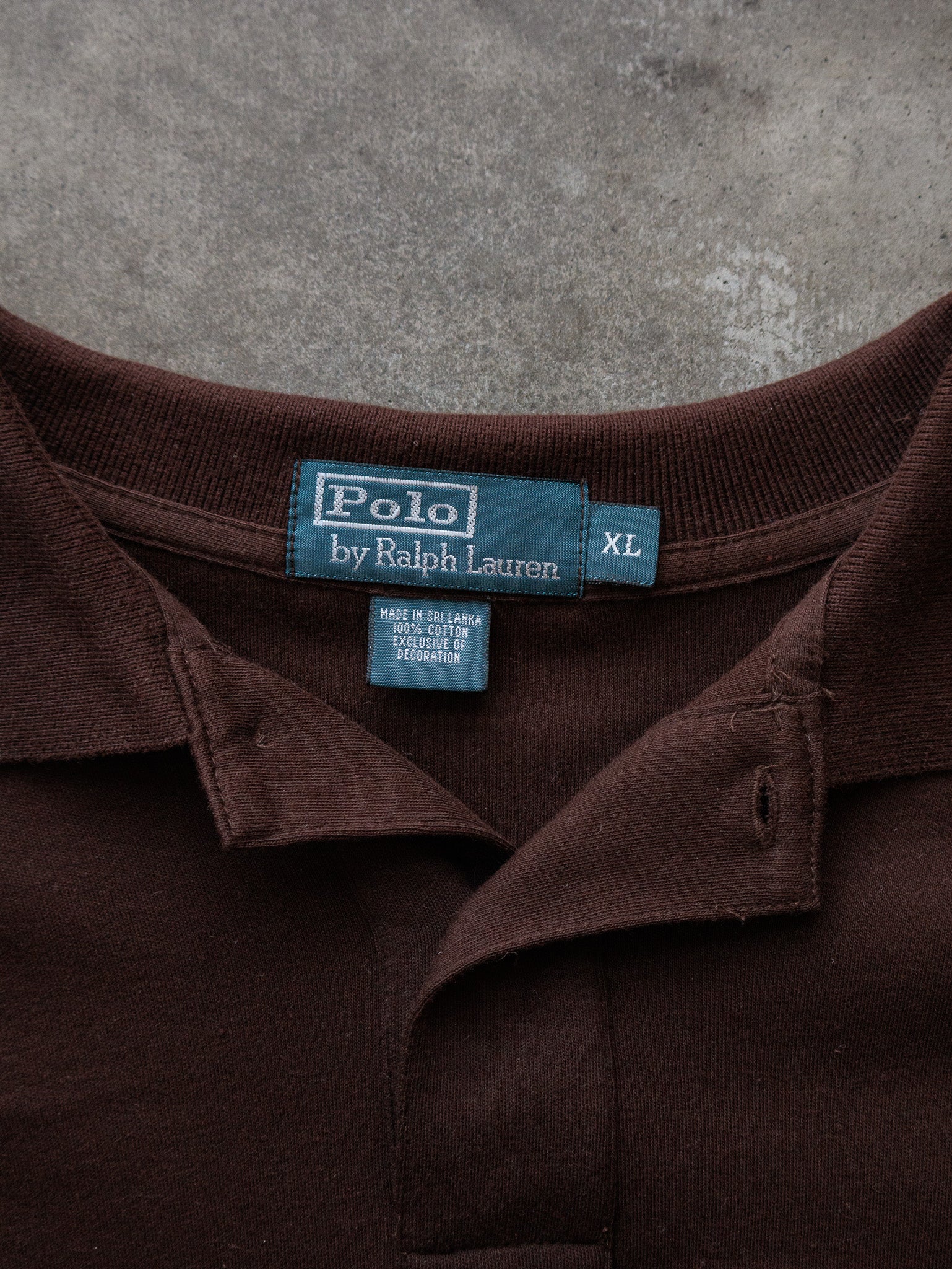 Vintage 00s Brown Polo Ralph Lauren Long Sleeve Polo Shirt (XL)