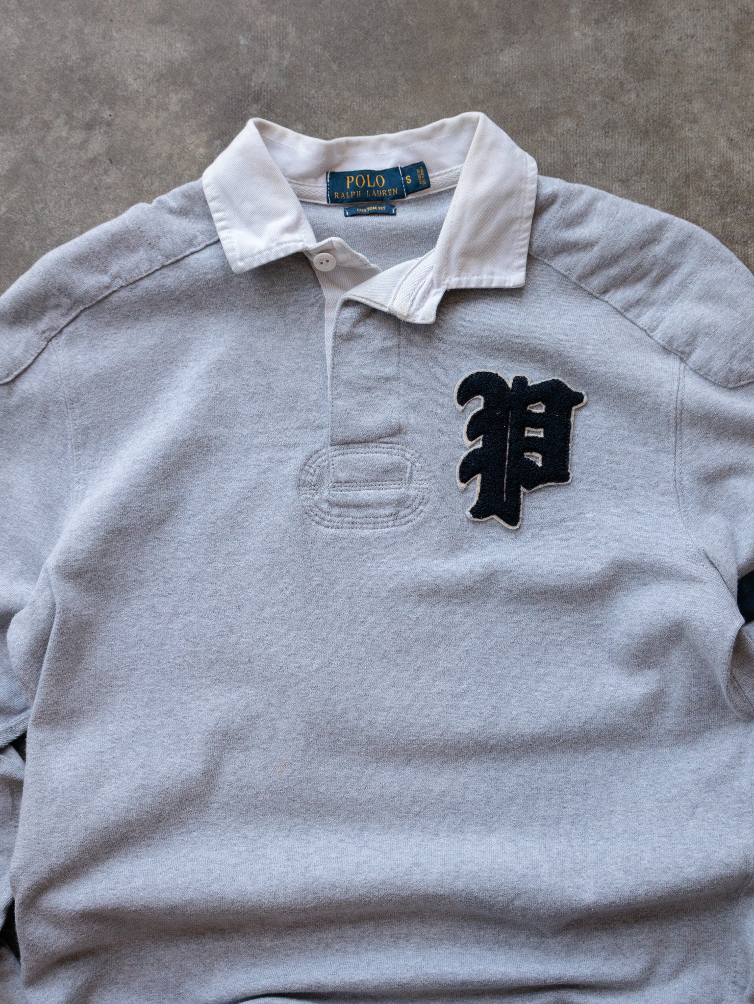 Vintage 00s Grey Polo Ralph Lauren Rugby Shirt (S)