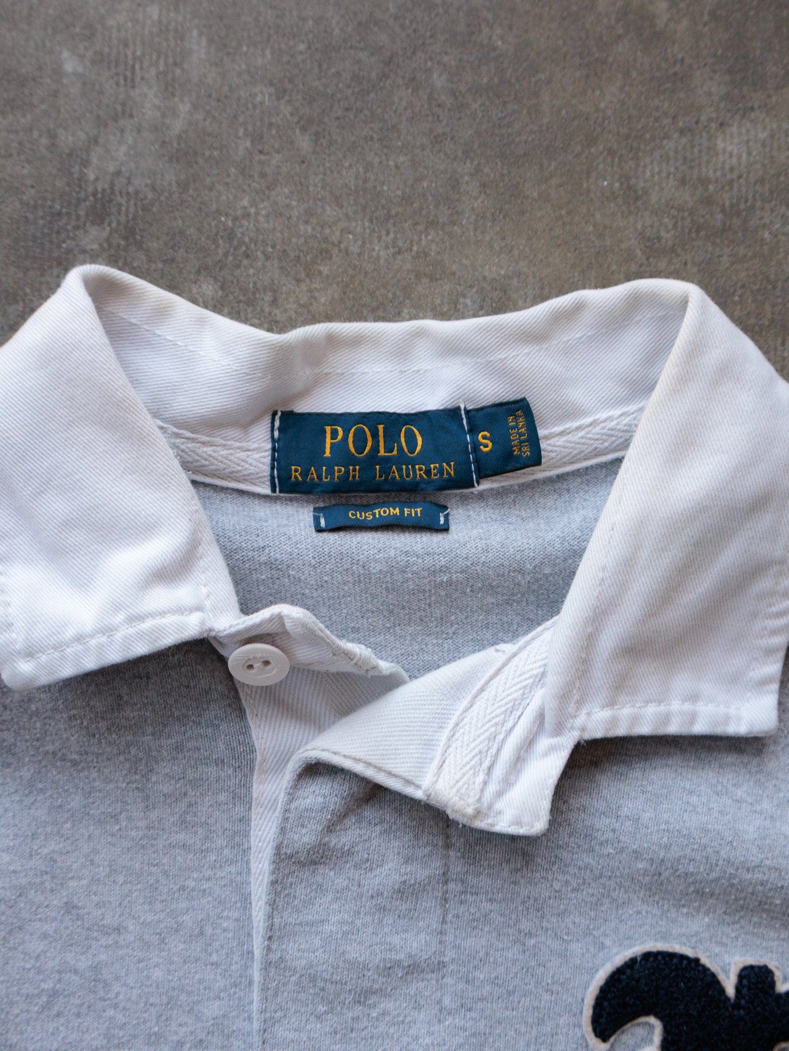Vintage 00s Grey Polo Ralph Lauren Rugby Shirt (S)