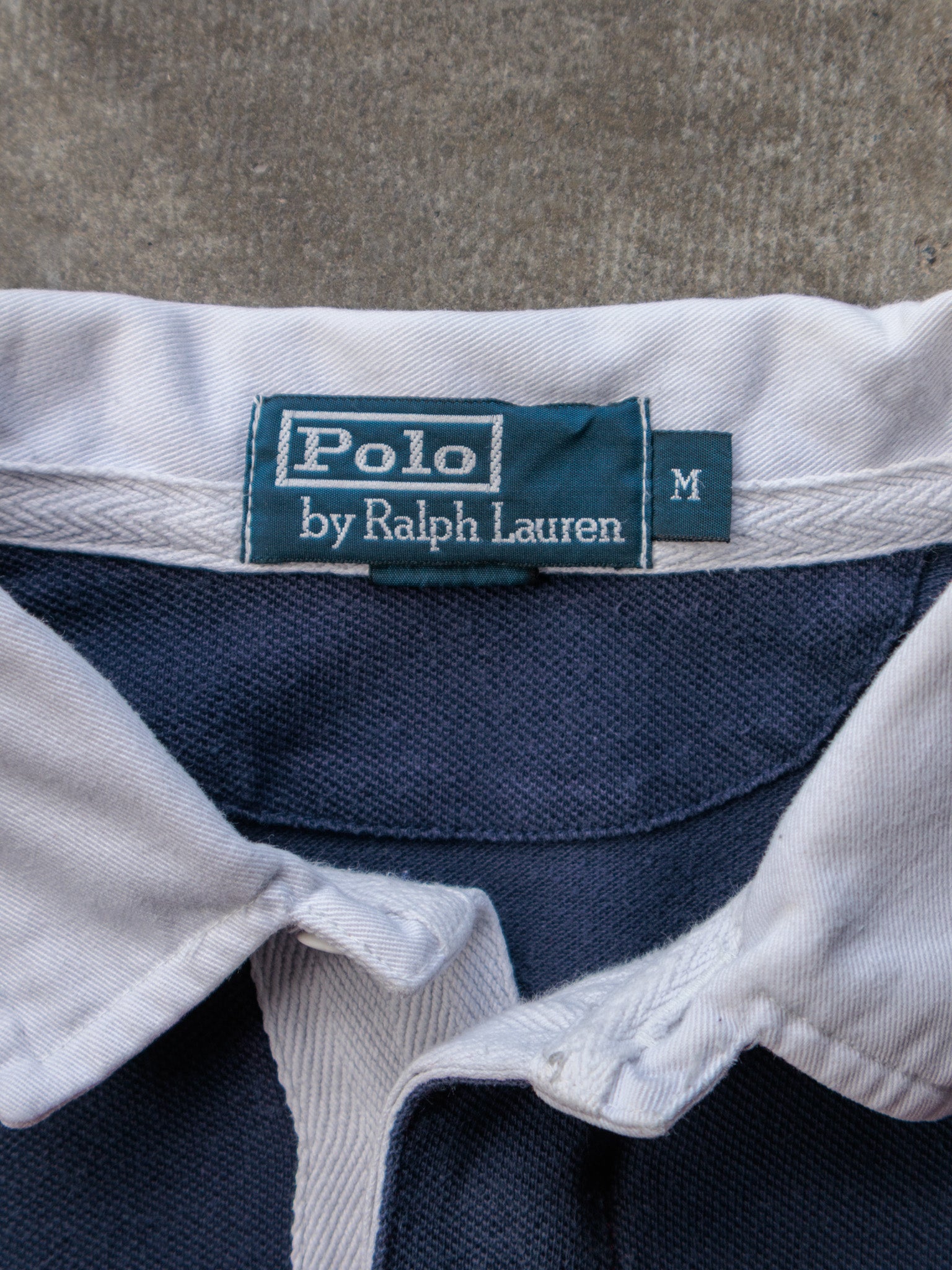 Vintage 90s Red & Navy Striped Polo Ralph Lauren Rugby Shirt (M)