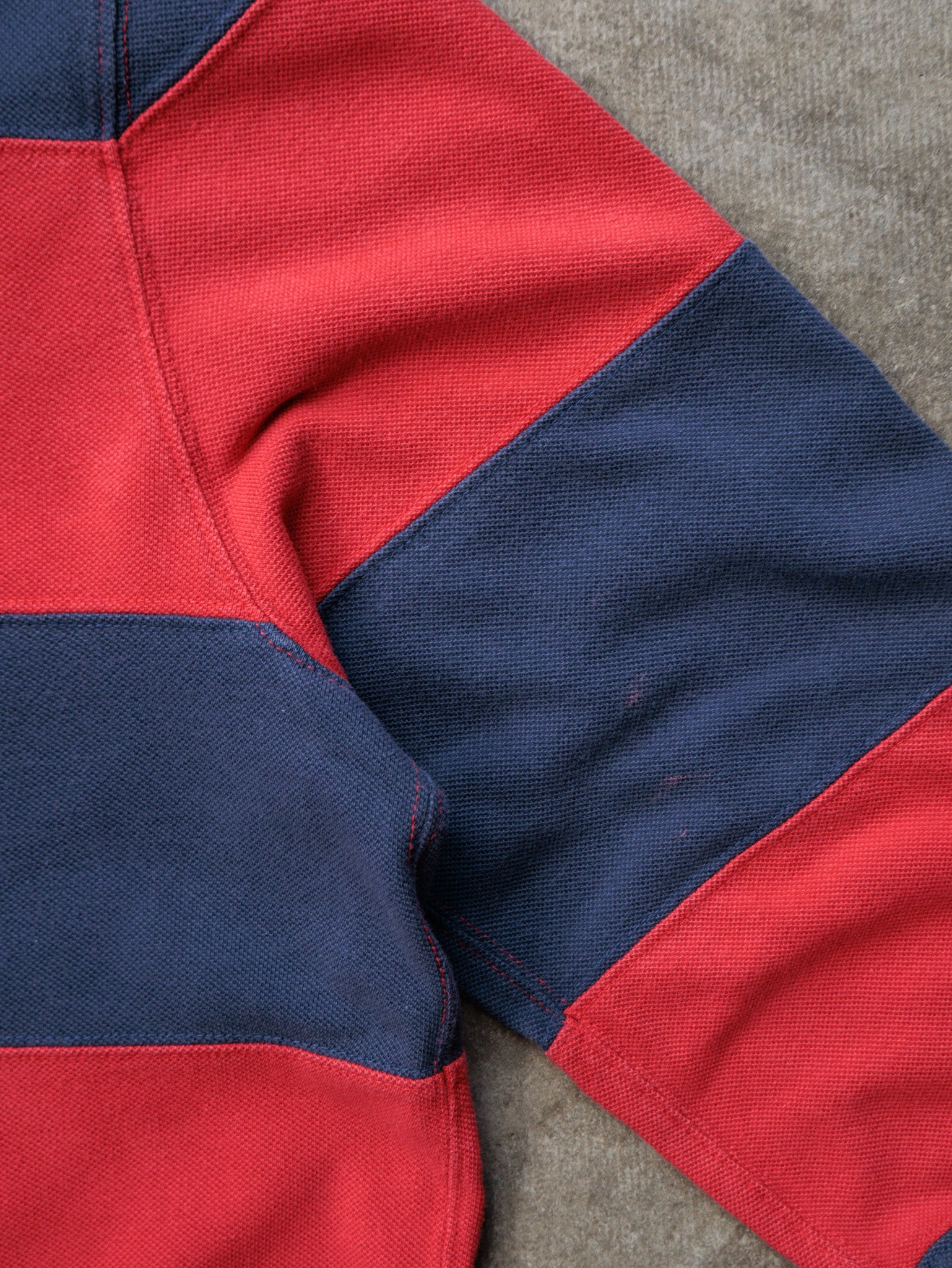 Vintage 90s Red & Navy Striped Polo Ralph Lauren Rugby Shirt (M)