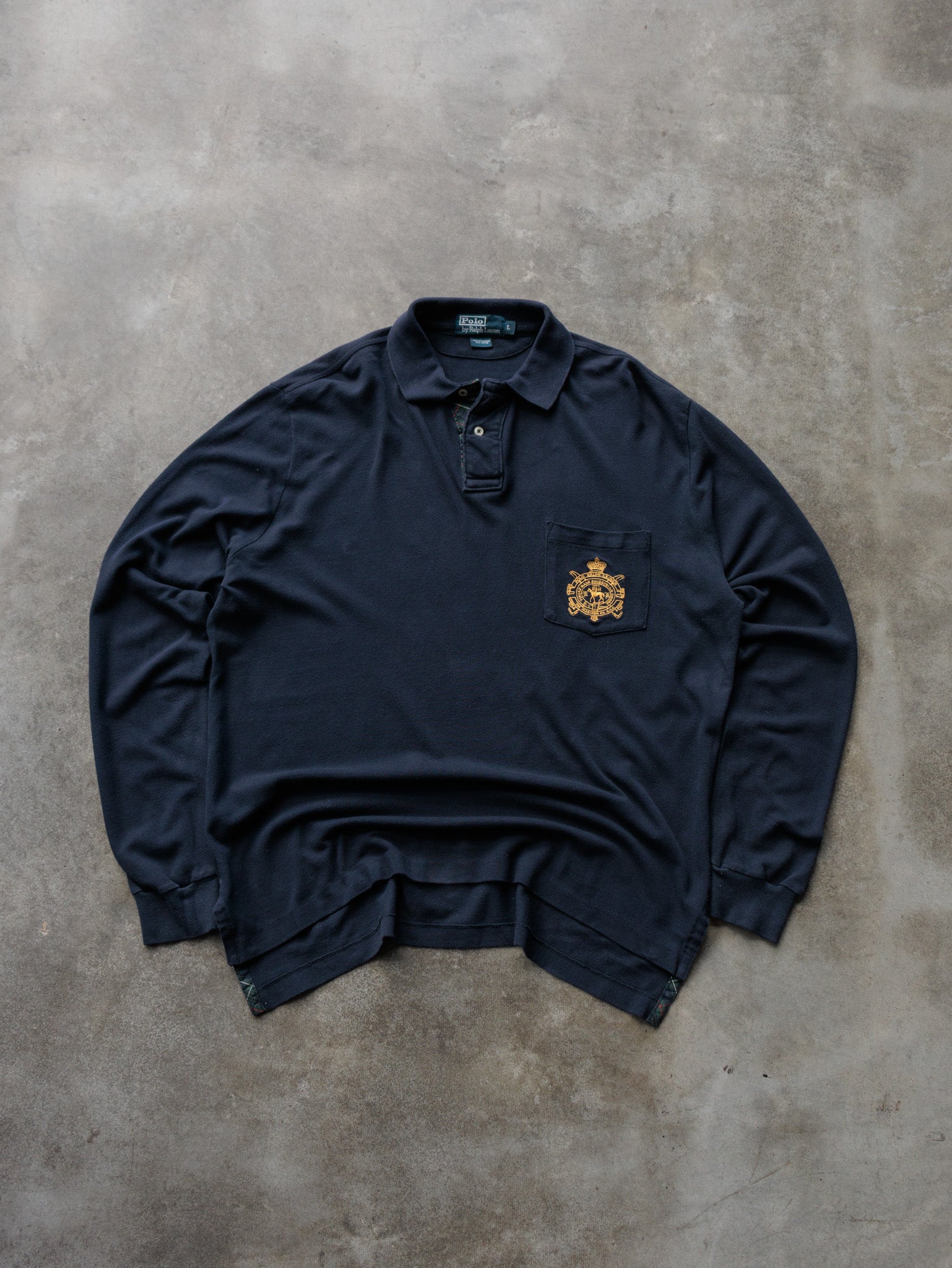 Vintage Navy Polo Ralph Lauren Crest Long Sleeve (L)