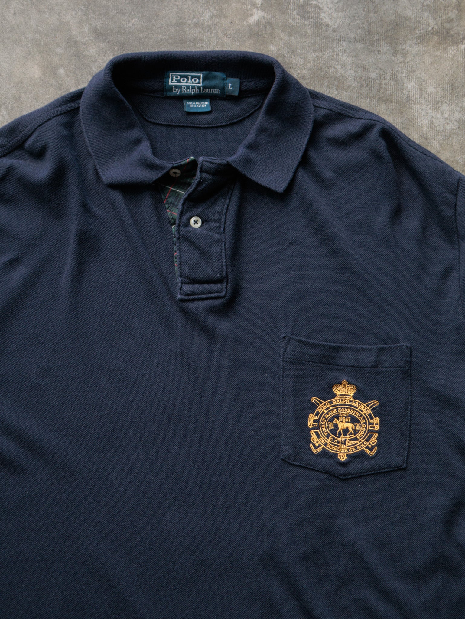 Vintage Navy Polo Ralph Lauren Crest Long Sleeve (L)