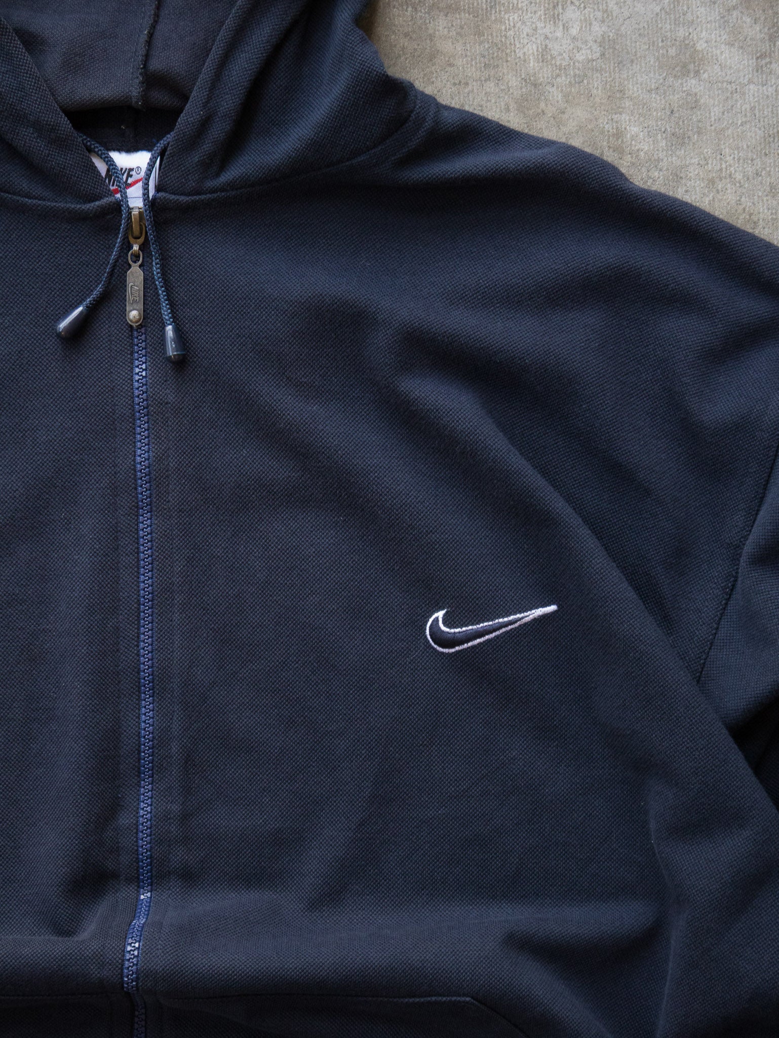 Vintage 90s Navy Nike Zip Hoodie (2XL)