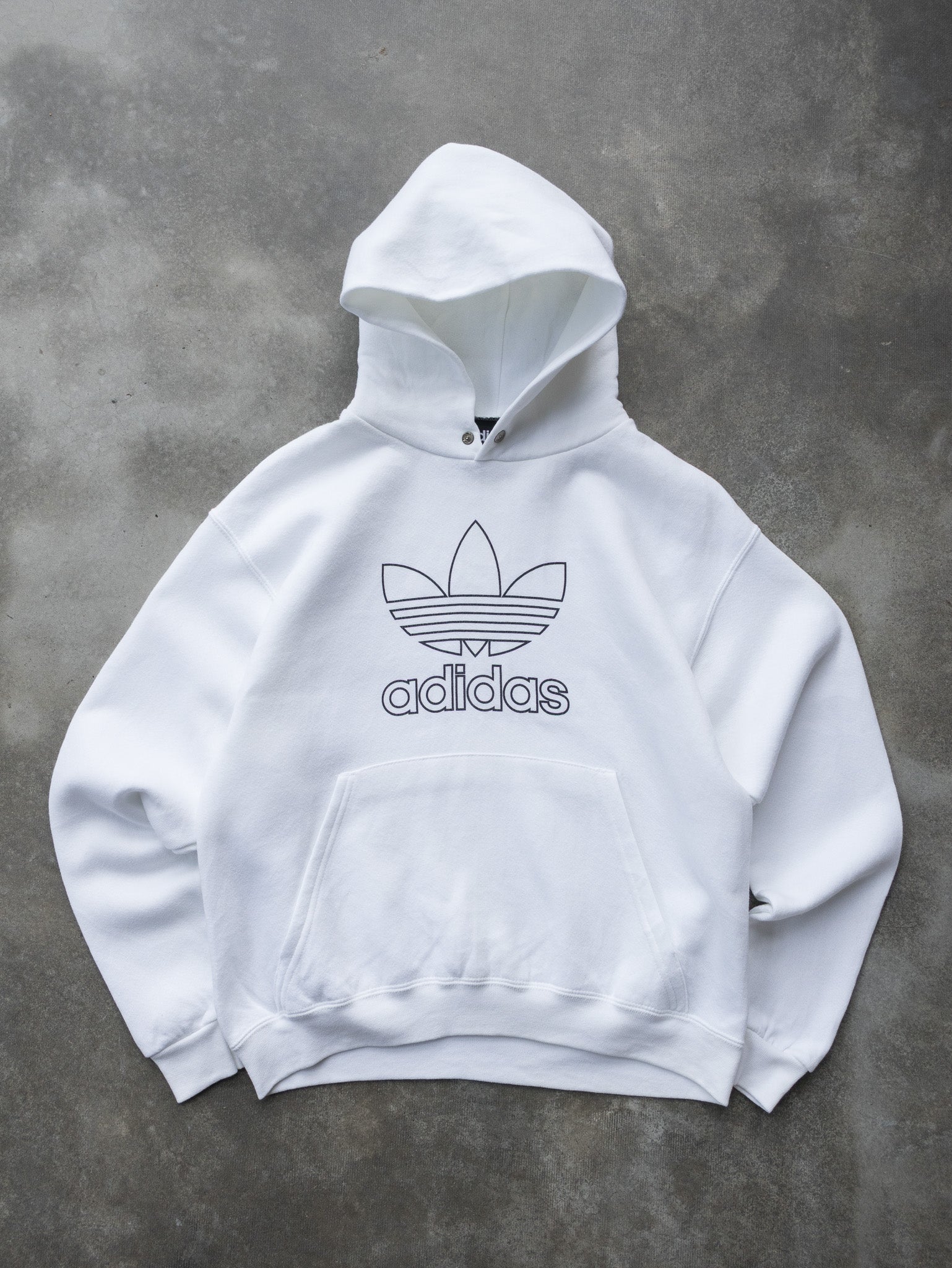 Vintage '90s White Adidas Trefoil Hoodie (S)
