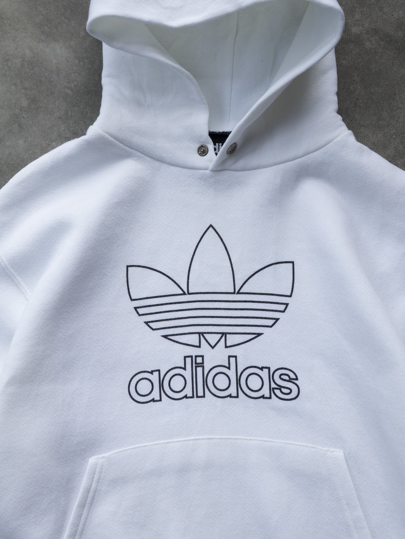 Vintage '90s White Adidas Trefoil Hoodie (S)