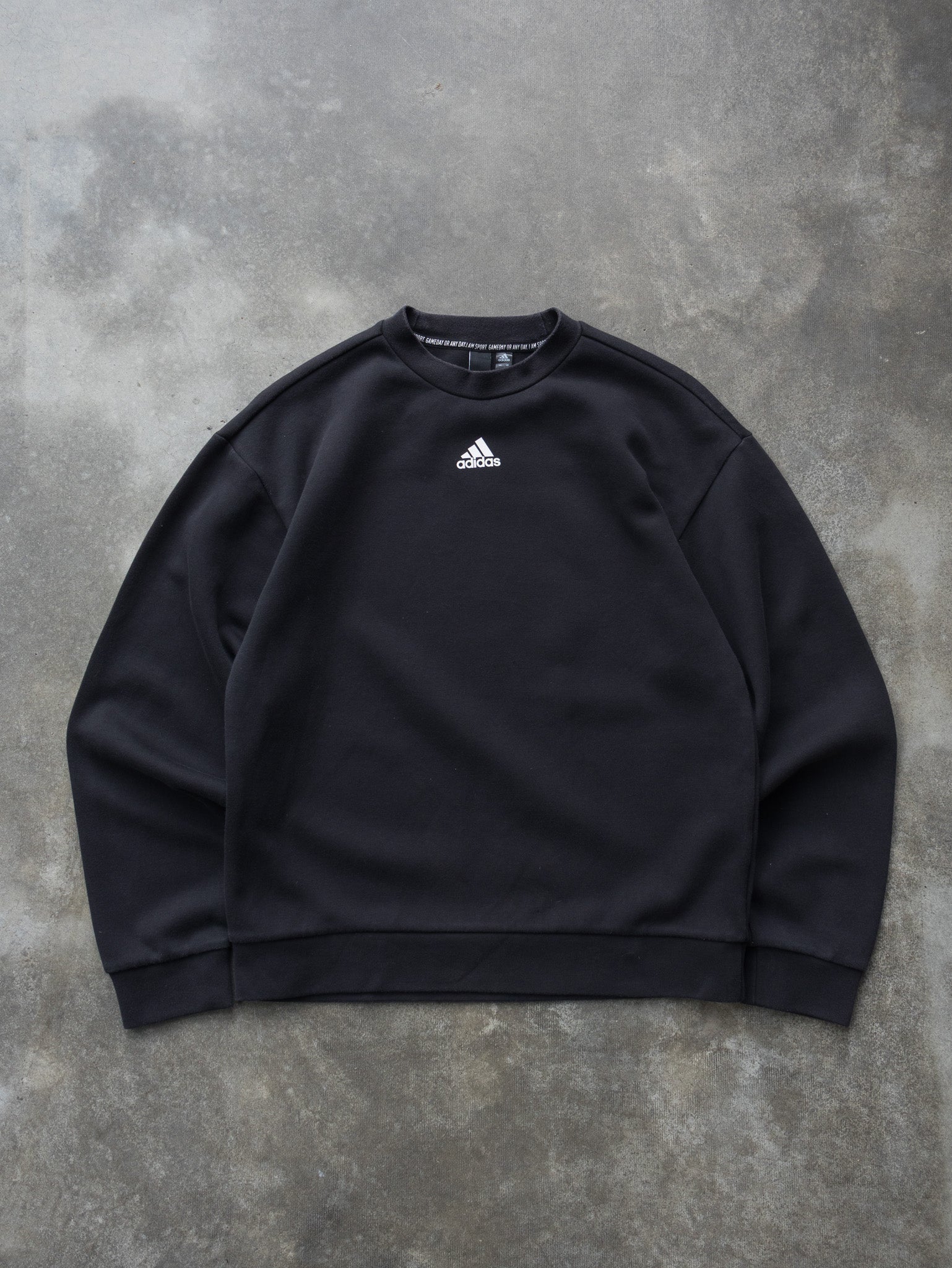 Vintage Black Adidas 3-Stripes Sweatshirt (M)