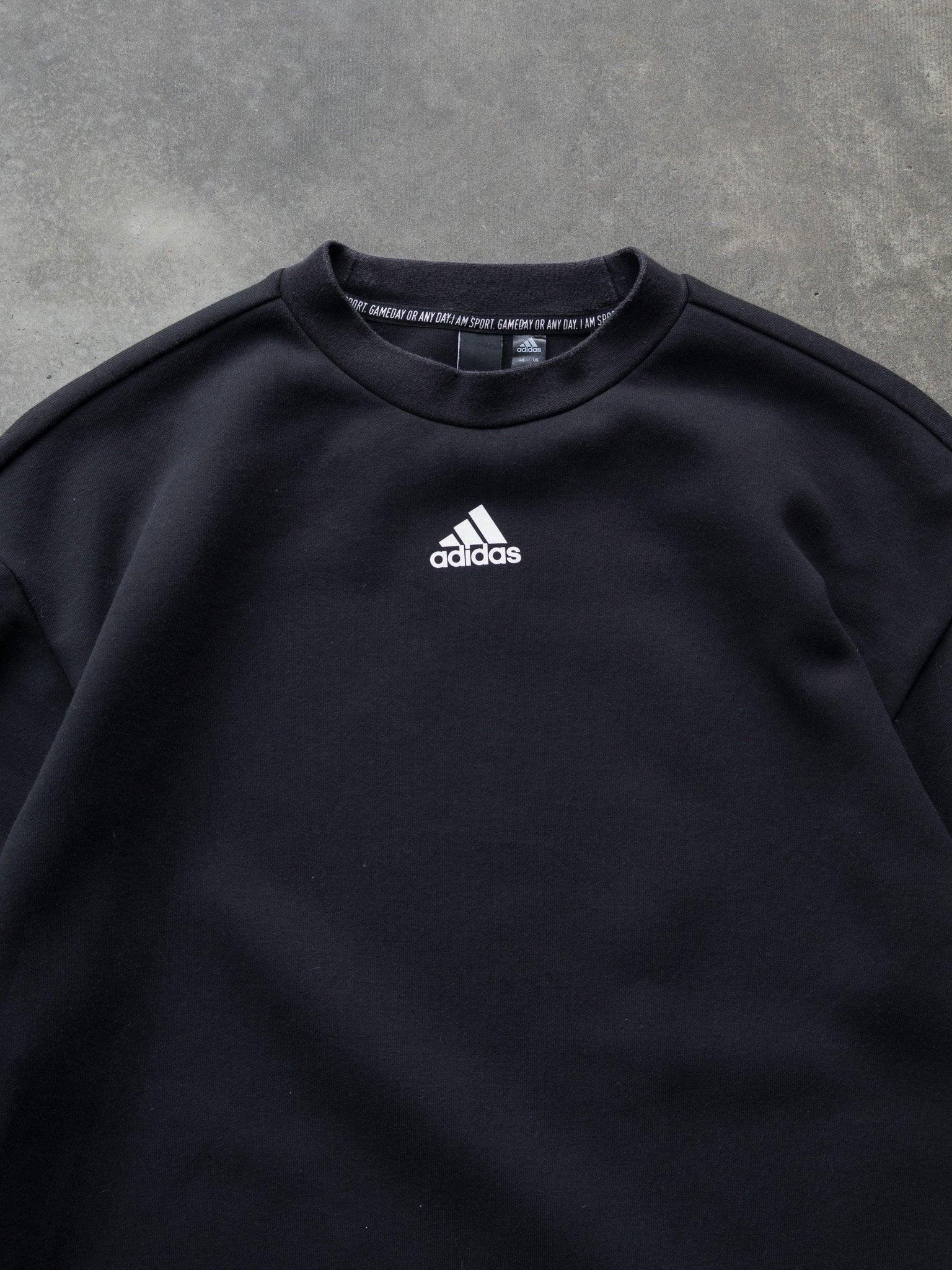 Vintage Black Adidas 3-Stripes Sweatshirt (M)