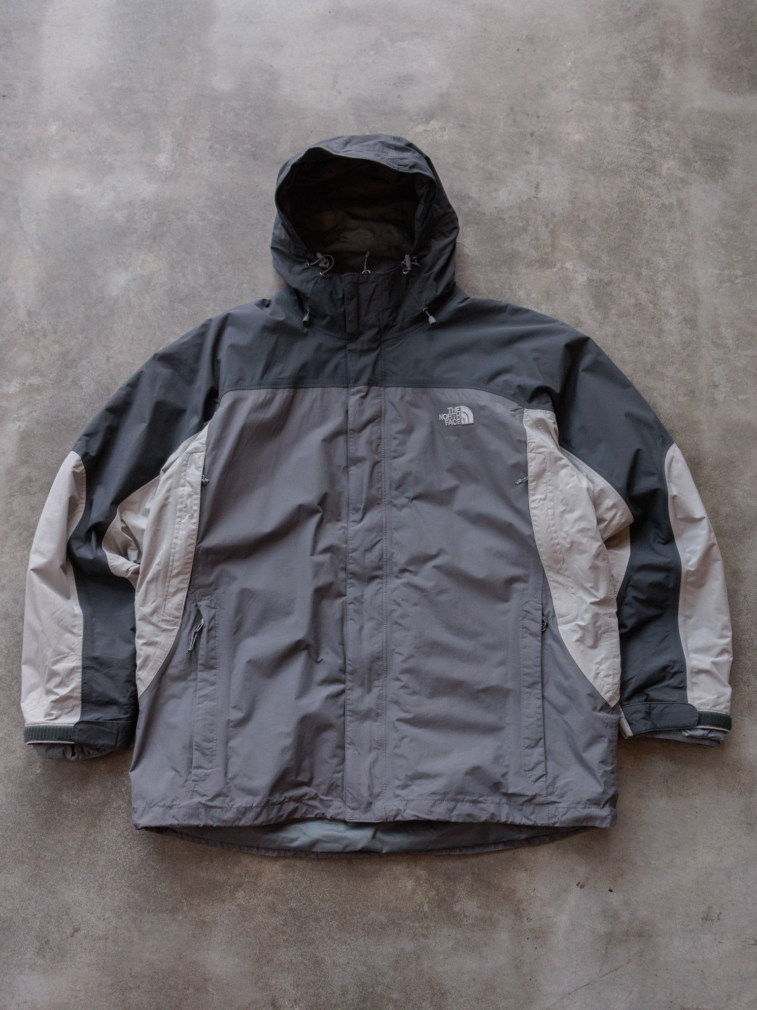 Vintage Grey The North Face Colourblock Puffer Jacket (XL)